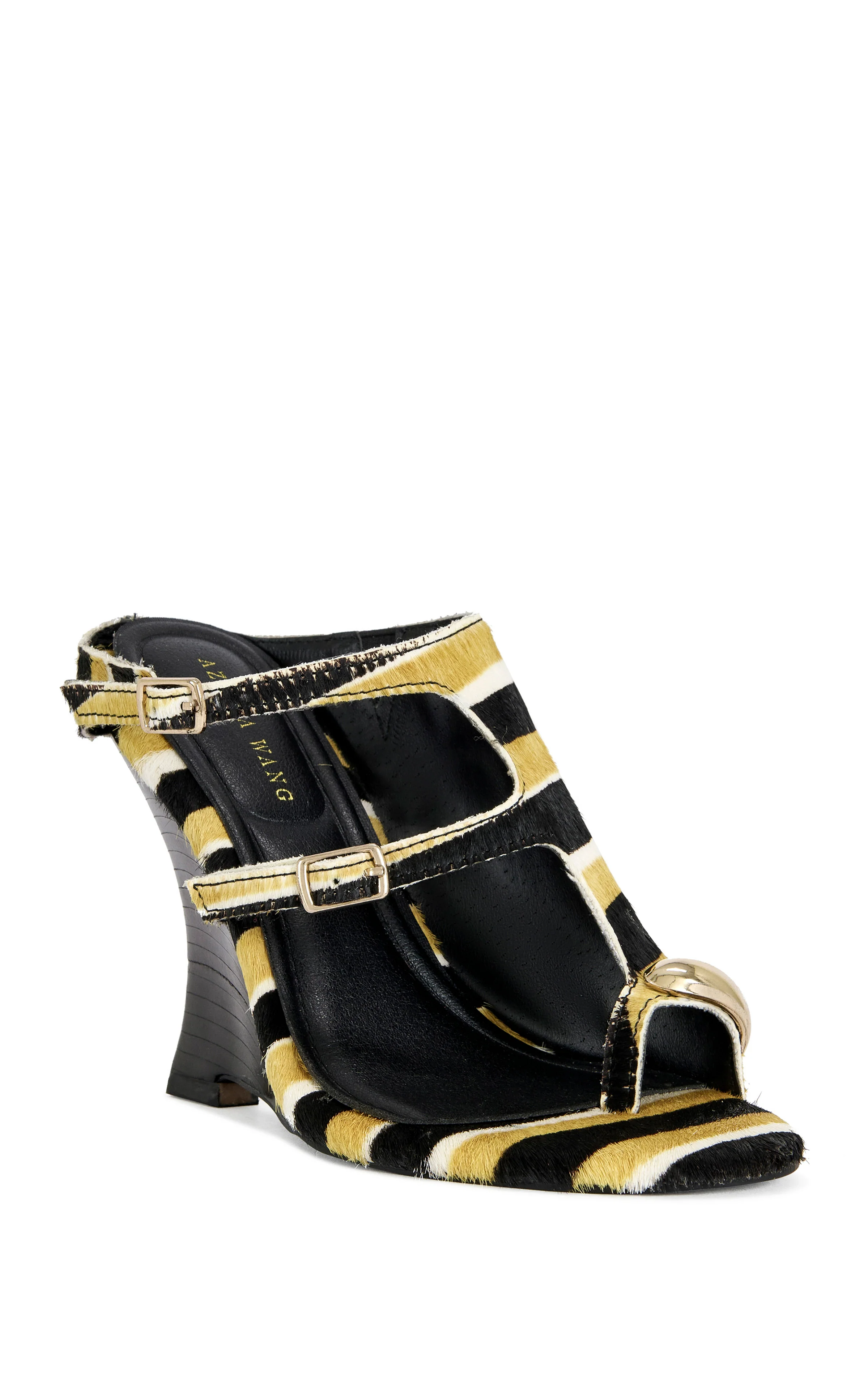 GIANNIS-MUSTARD CALF HAIR WEDGE SANDAL - Image 2