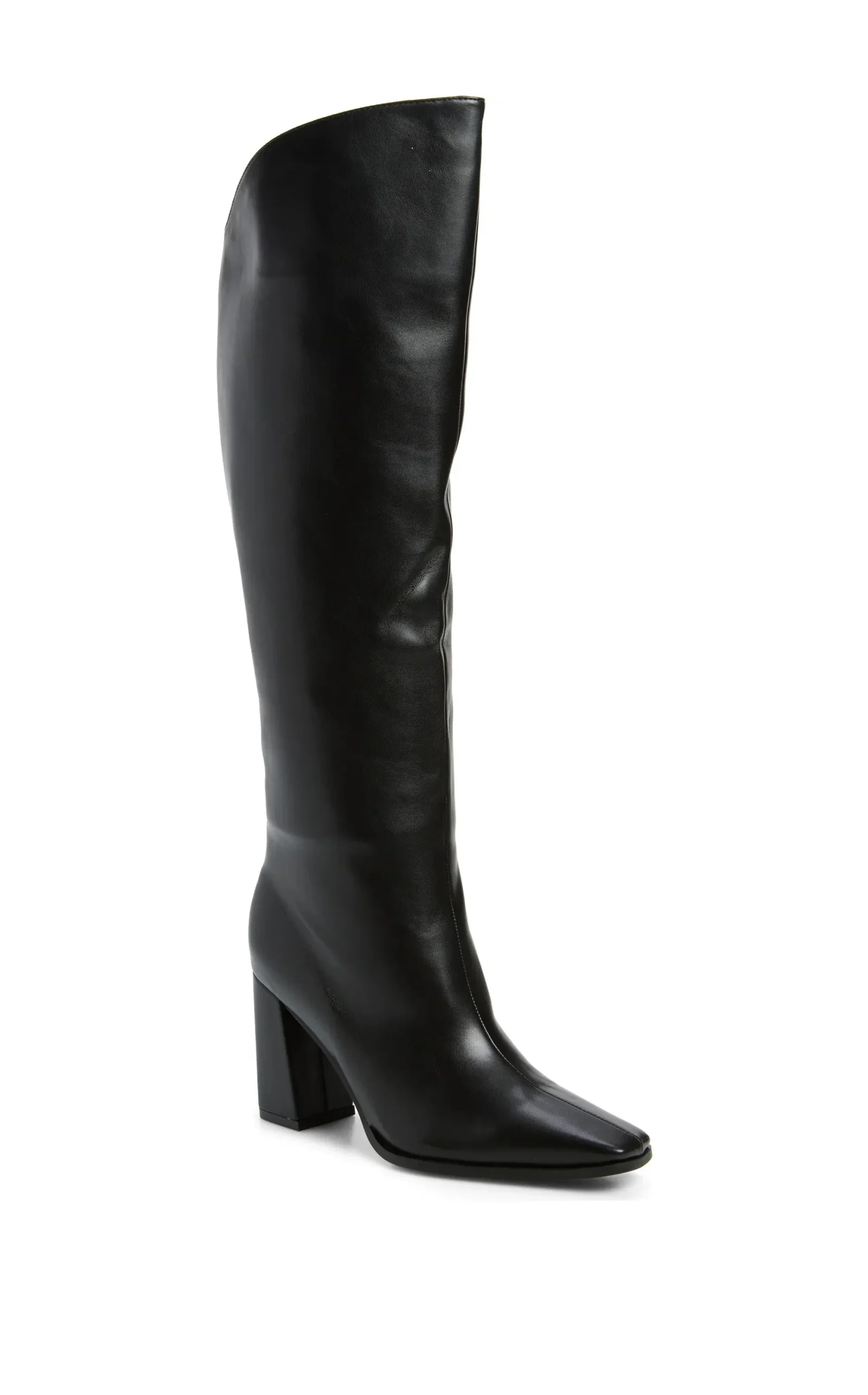 GRACIELLA-BLACK KNEE HIGH CHUNKY HEELED BOOT - Image 2