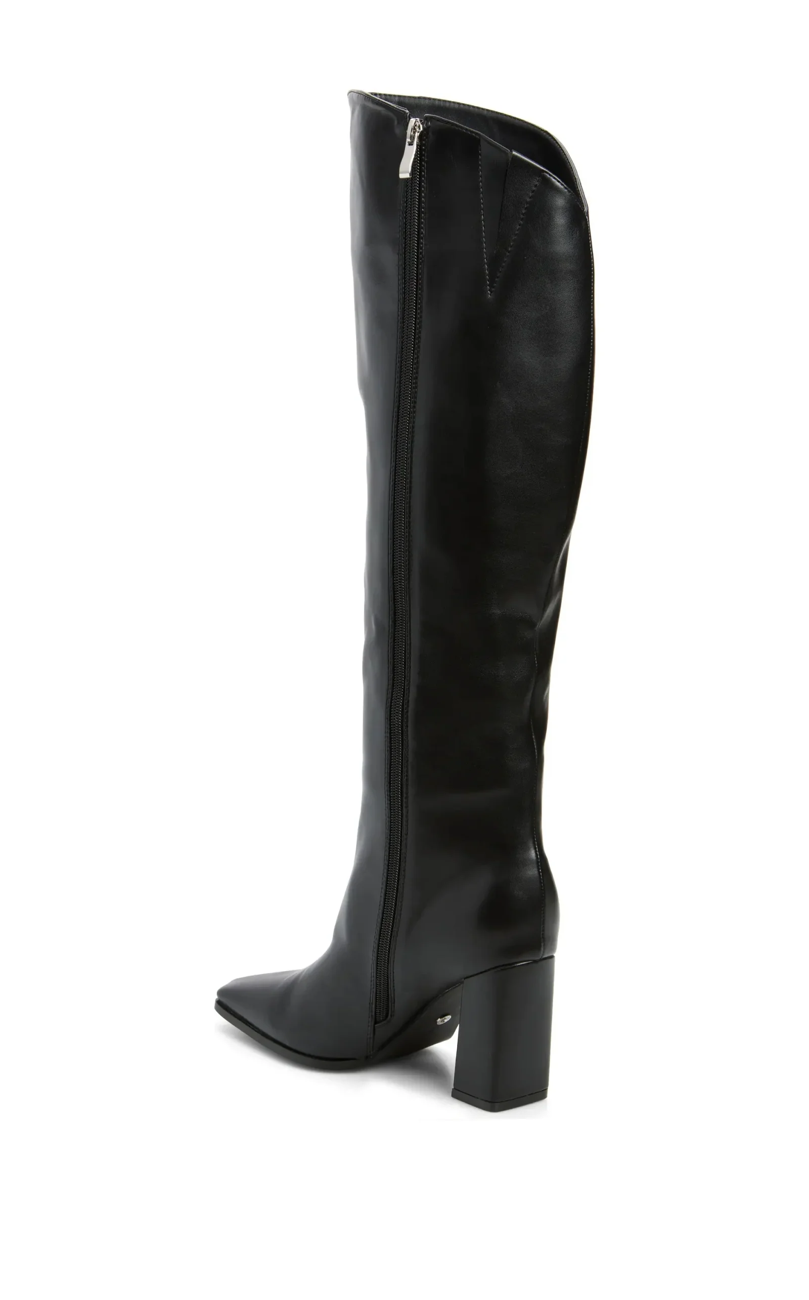 GRACIELLA-BLACK KNEE HIGH CHUNKY HEELED BOOT - Image 3