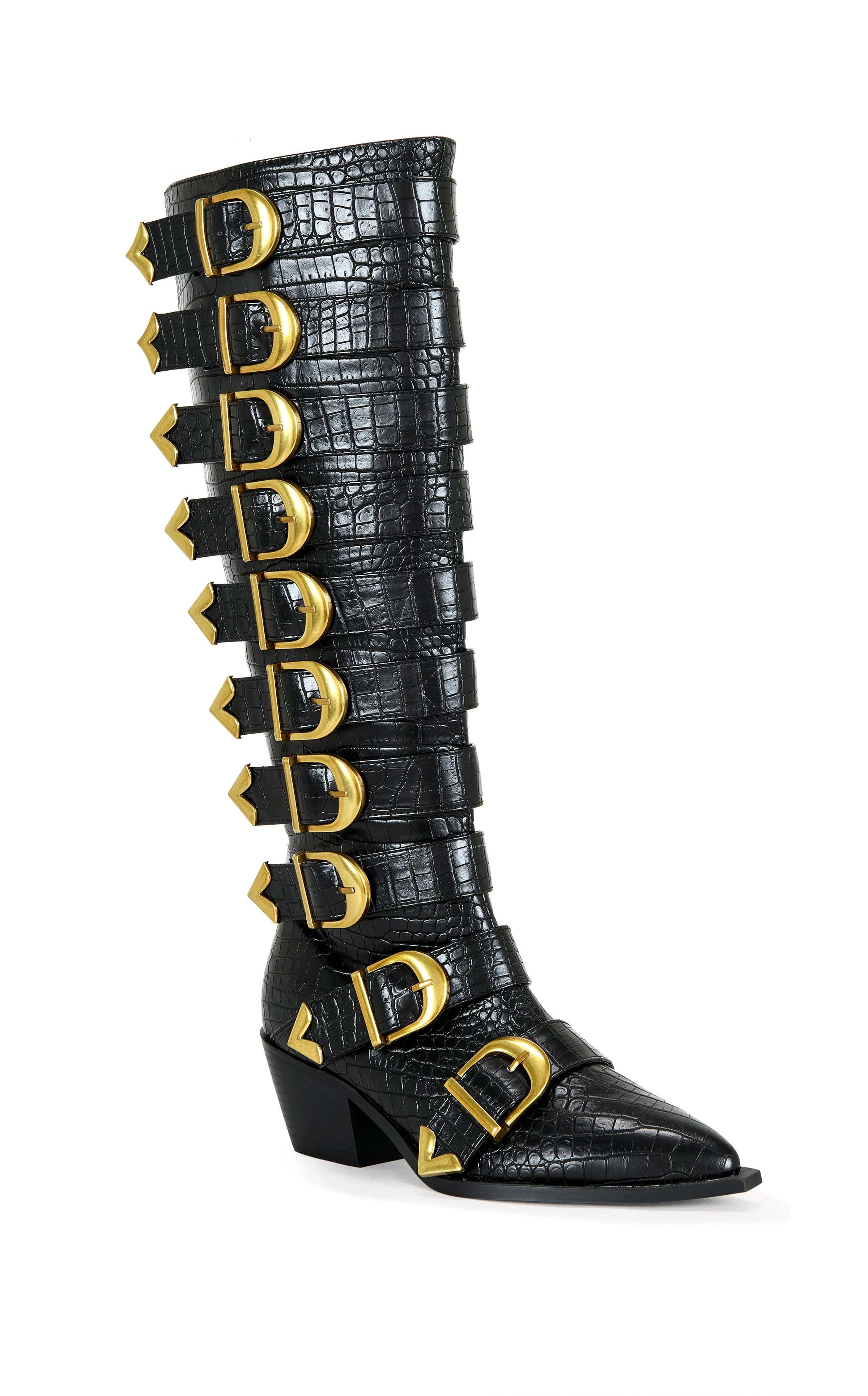 GRAZIANA-BLACK BUCKLED WESTERN BOOT - Image 2