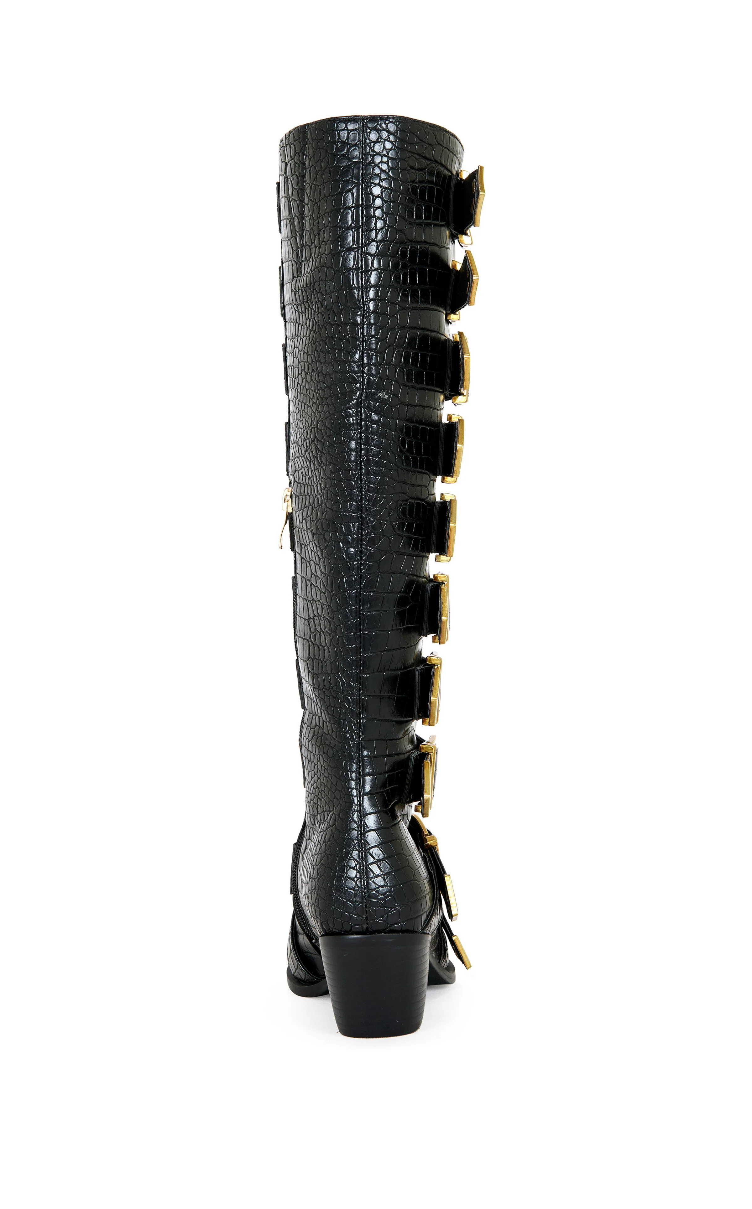 GRAZIANA-BLACK BUCKLED WESTERN BOOT - Image 3
