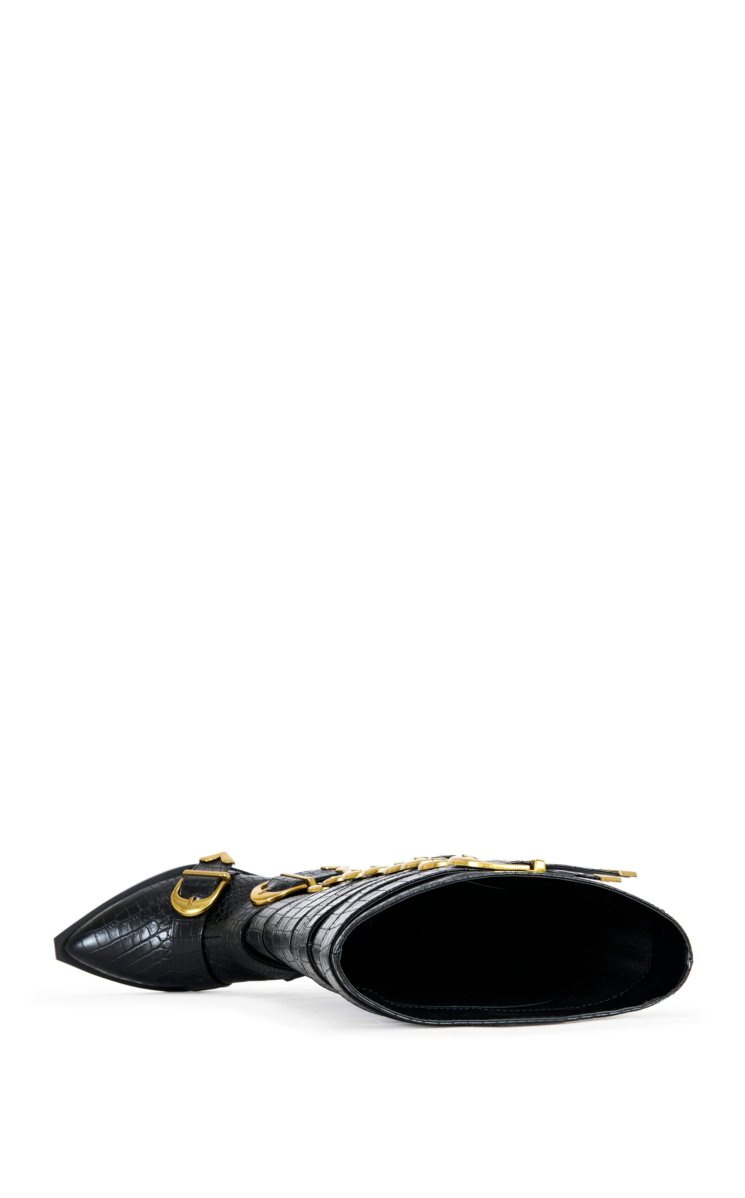 GRAZIANA-BLACK BUCKLED WESTERN BOOT - Image 4