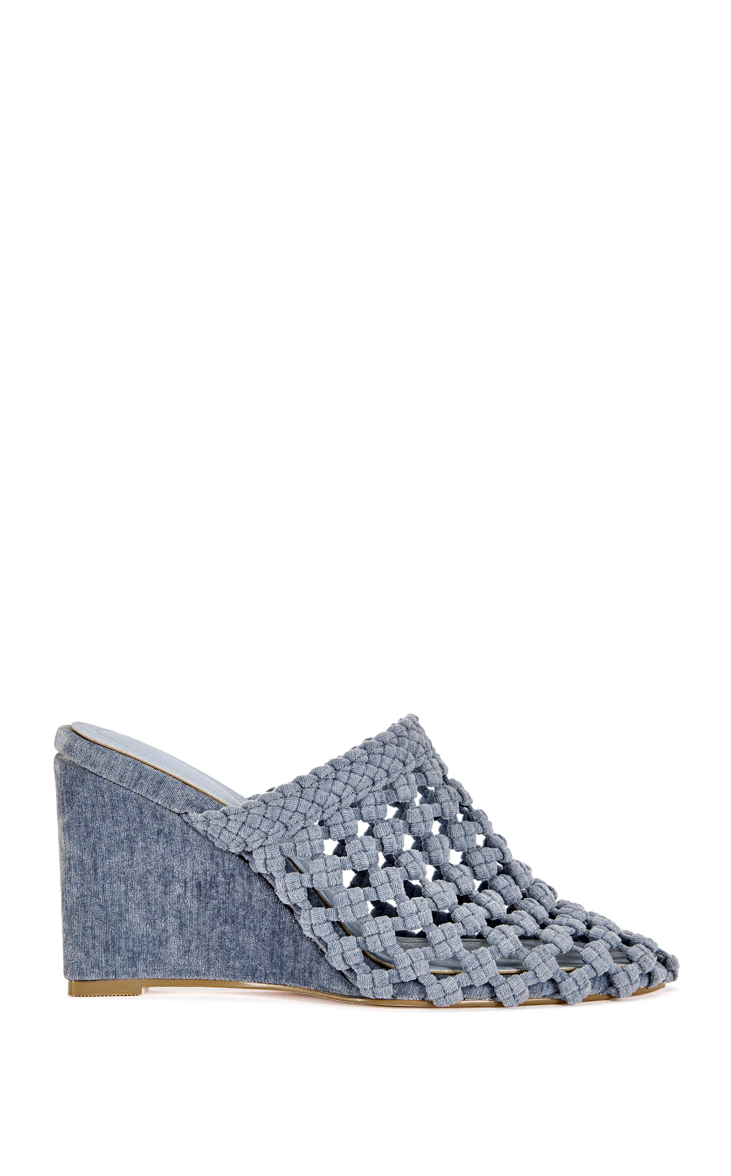 GWENDOLYN-BLUE KNIT WEDGE MULE