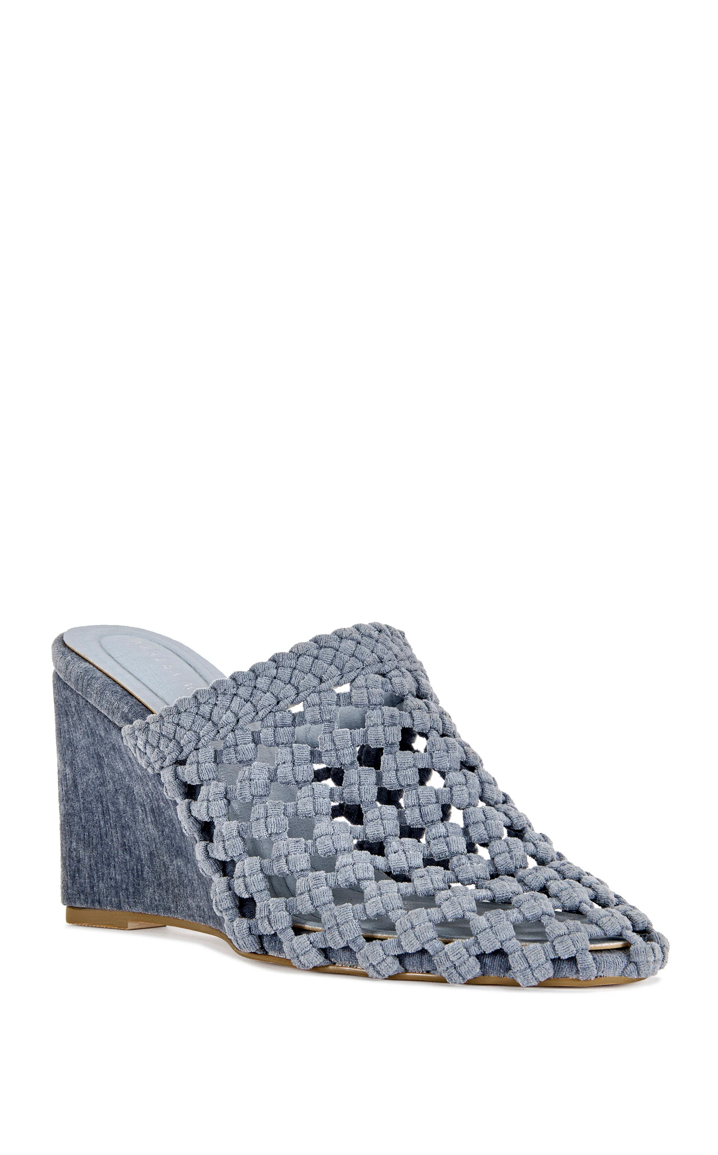 GWENDOLYN-BLUE KNIT WEDGE MULE - Image 2