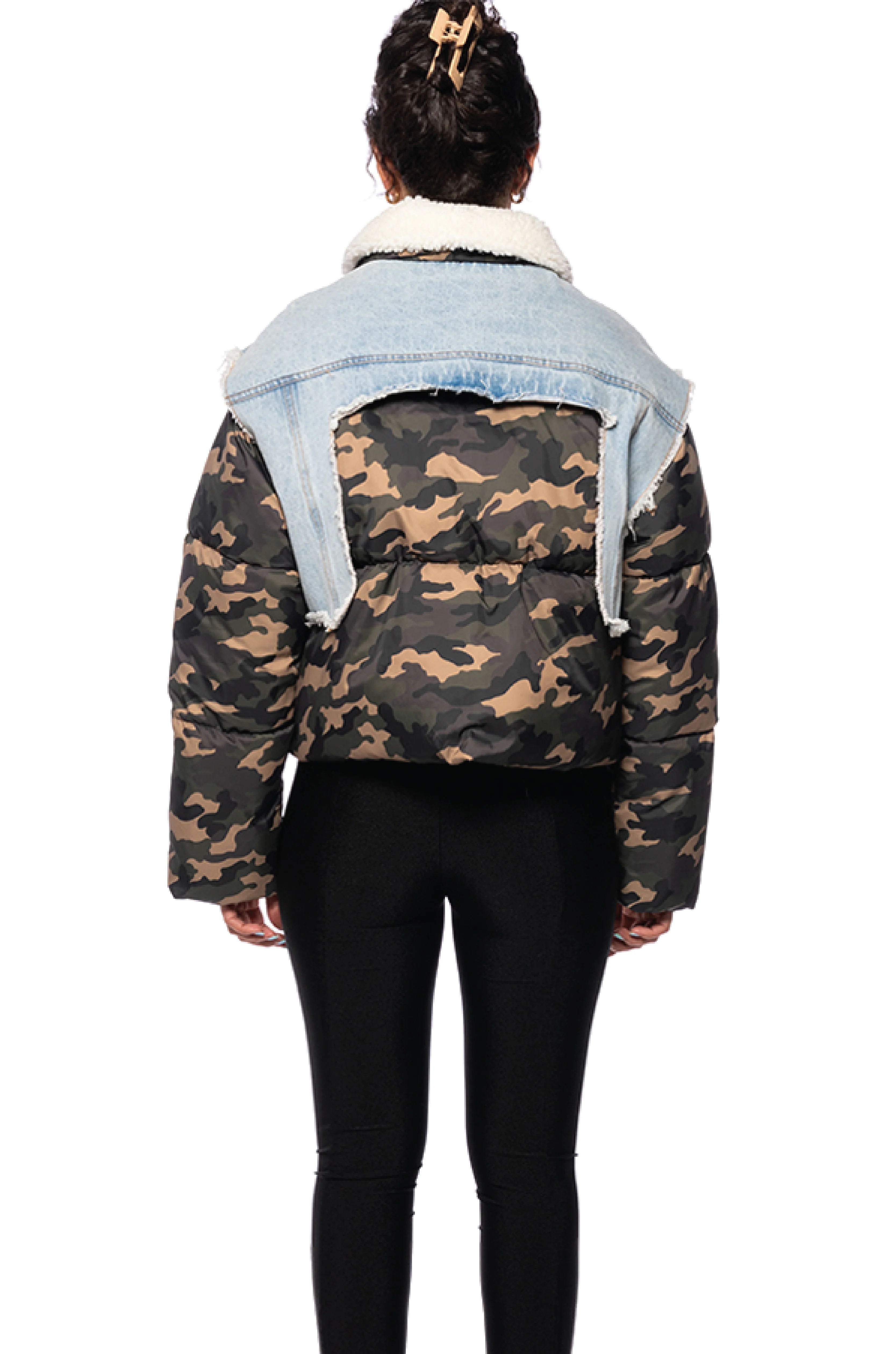HOTSHOT CAMO DENIM PUFFER JACKET - Image 3
