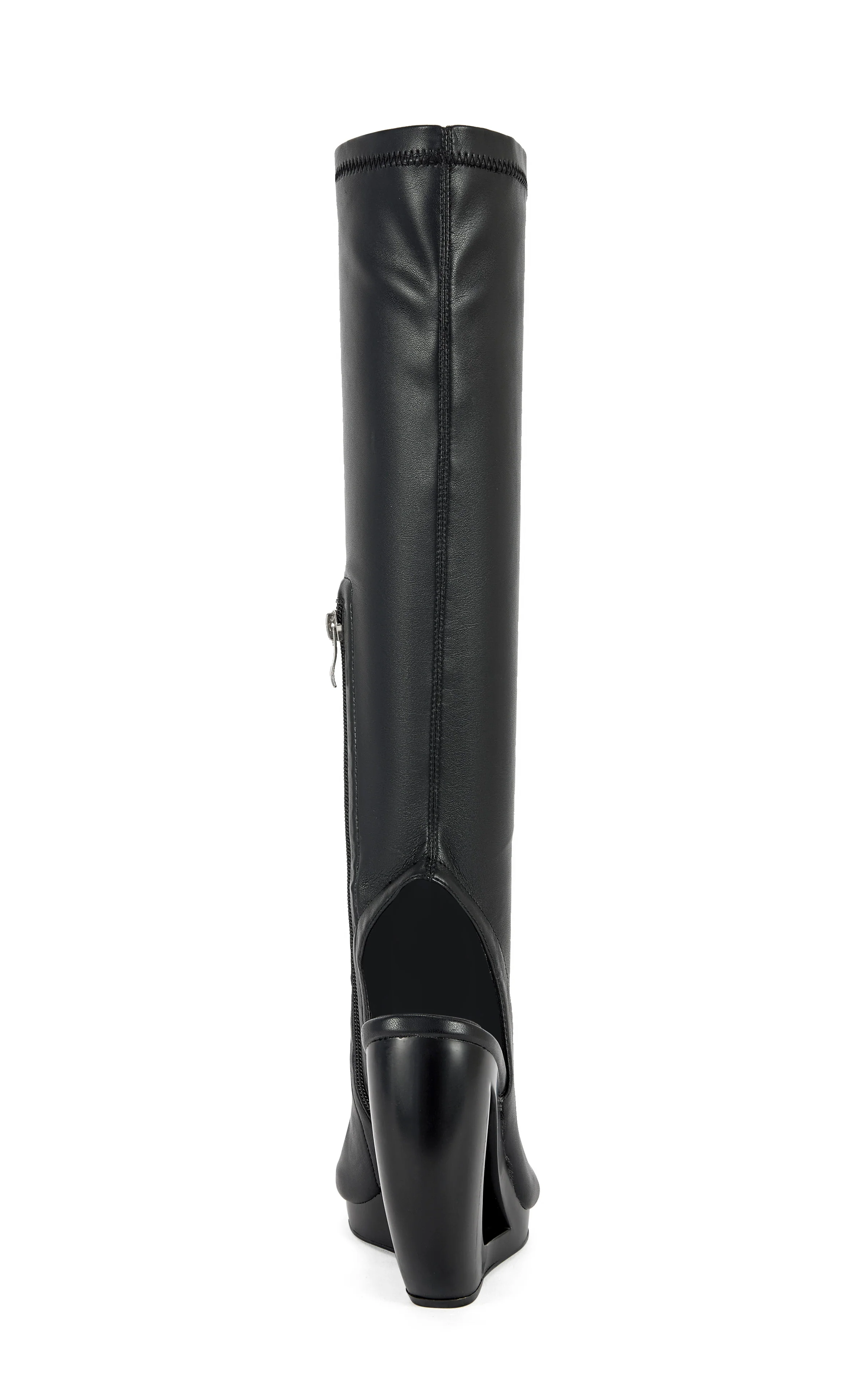 ILYSSA-BLACK CURVED WEDGE SANDAL BOOT - Image 3