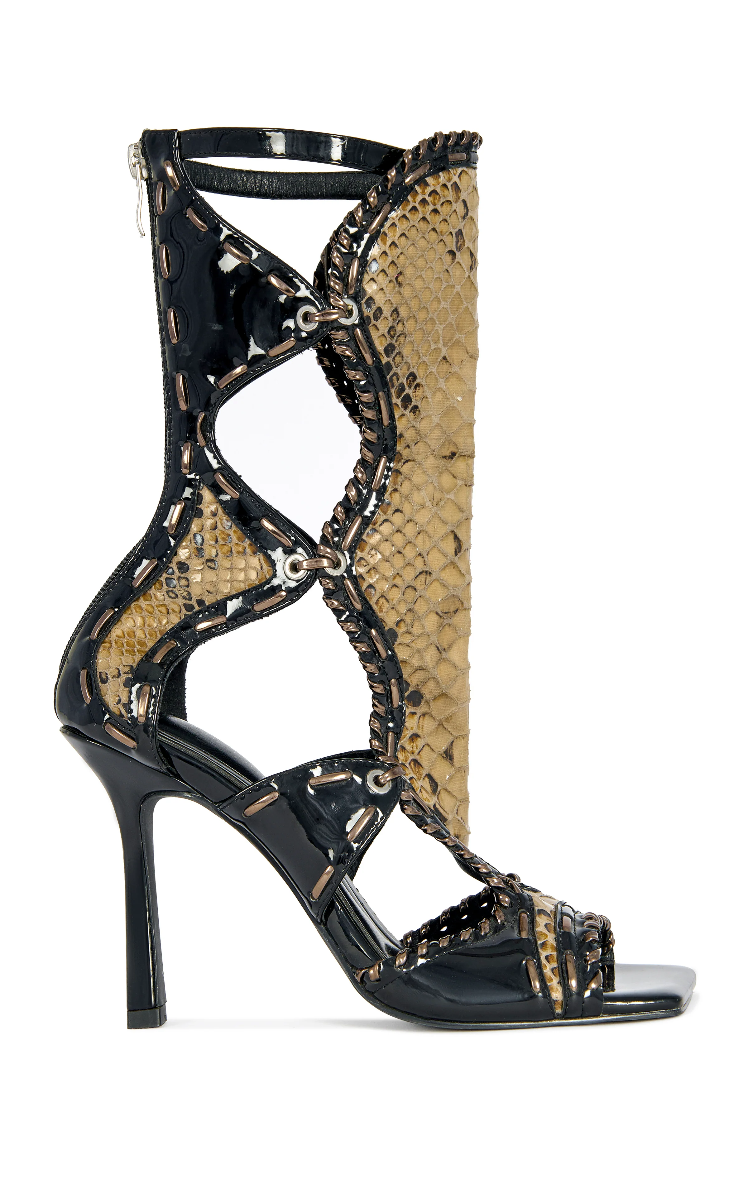 INDRANI-BLACK GLADIATOR STILETTO SANDAL BOOTIE