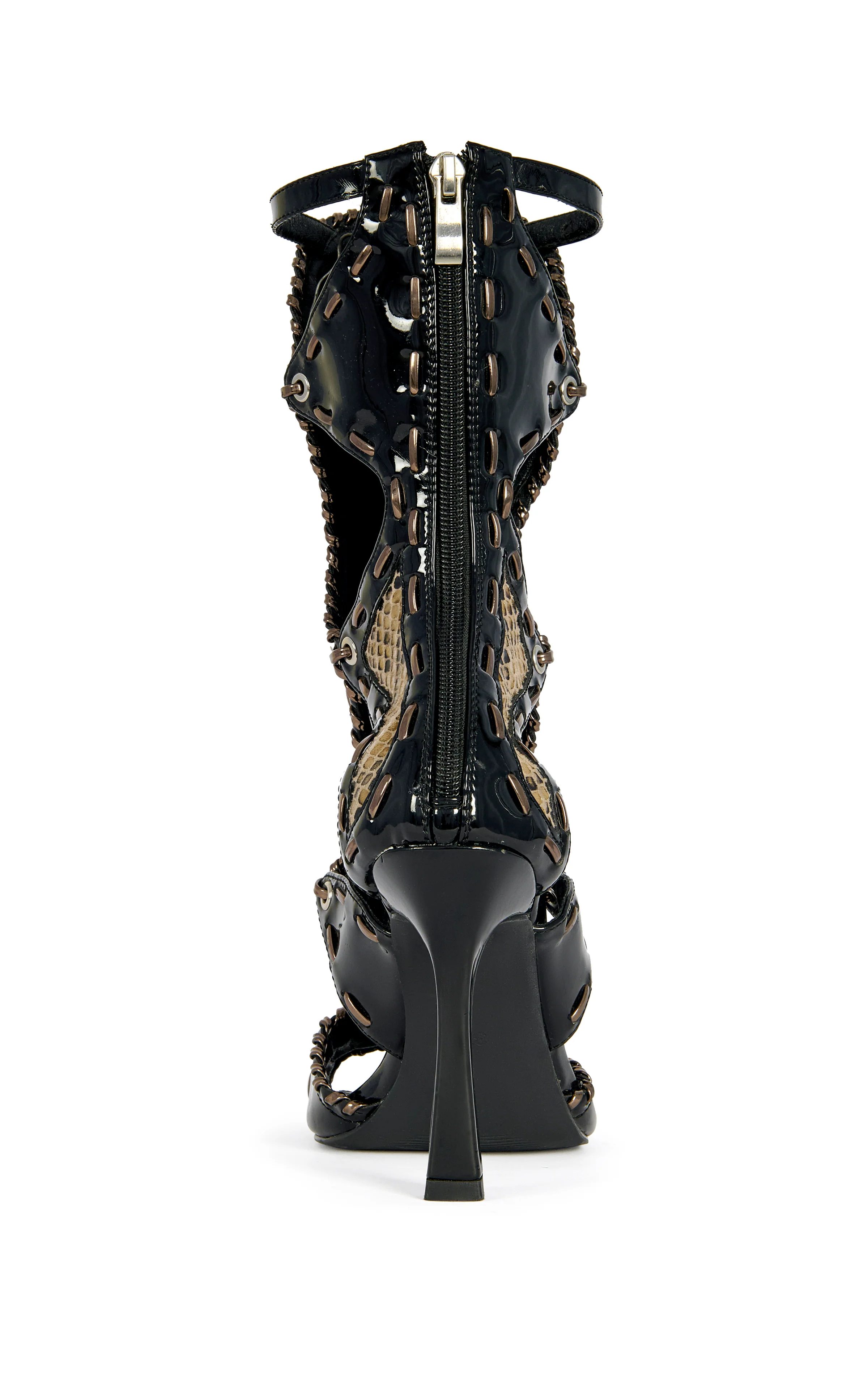 INDRANI-BLACK GLADIATOR STILETTO SANDAL BOOTIE - Image 3