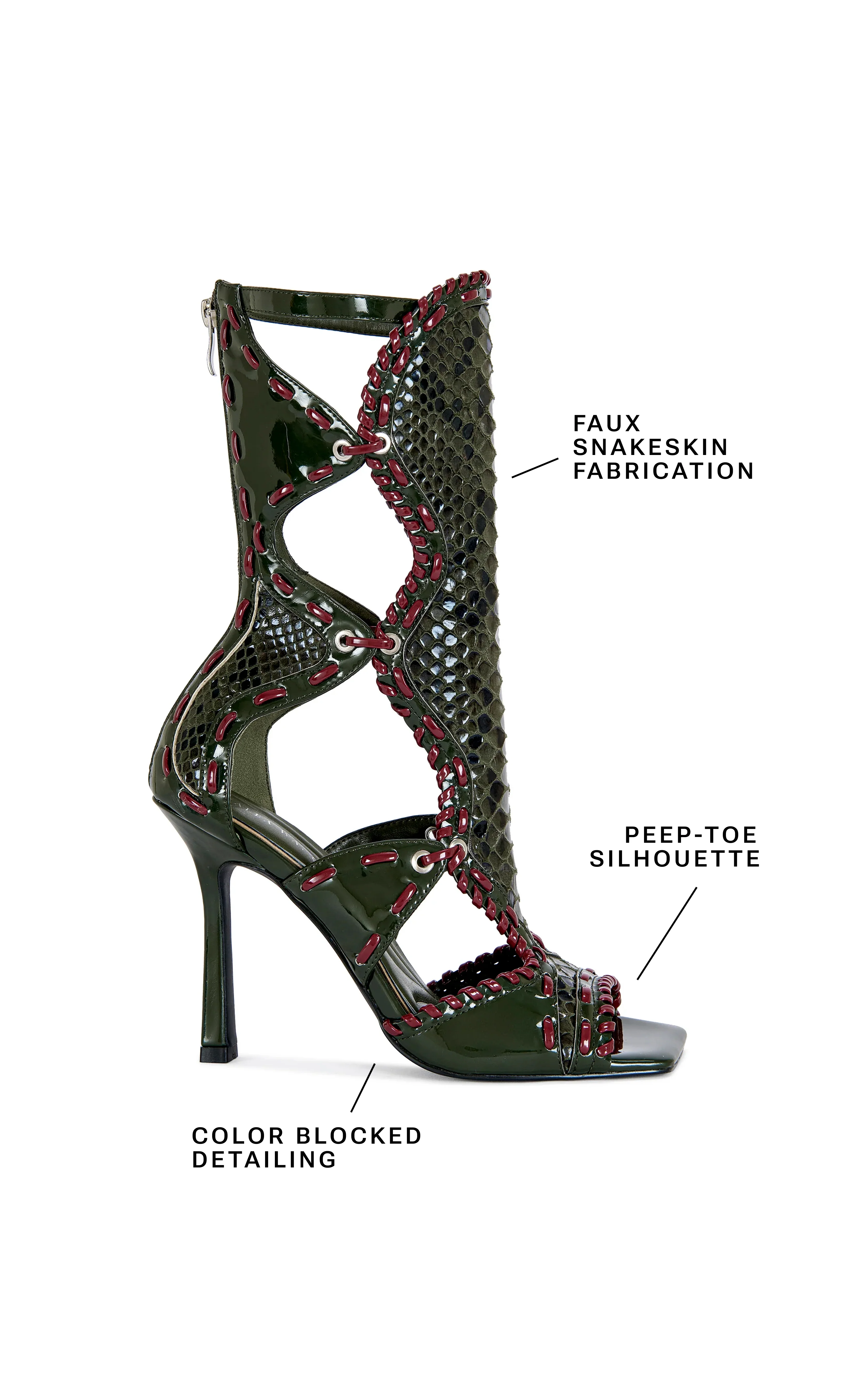 INDRANI-OLIVE GLADIATOR STILETTO SANDAL BOOTIE - Image 6