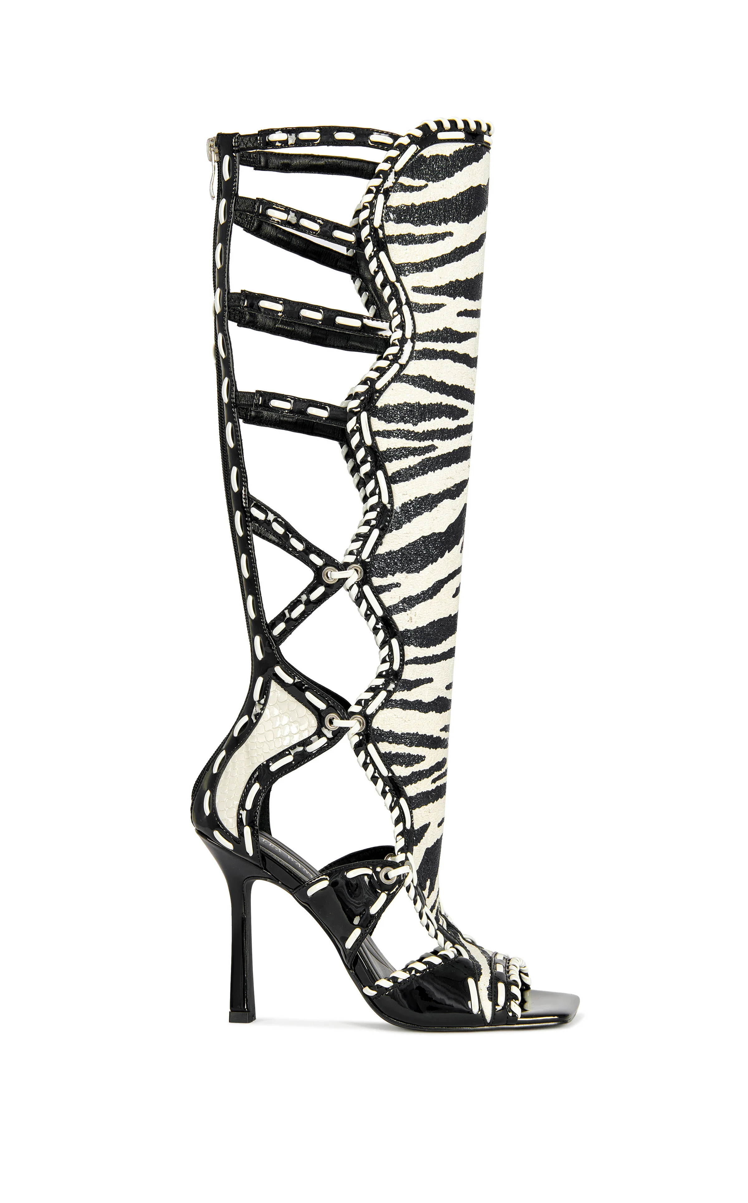 INDRANIHIGH-ZEBRA GLADIATOR STILETTO SANDAL BOOT