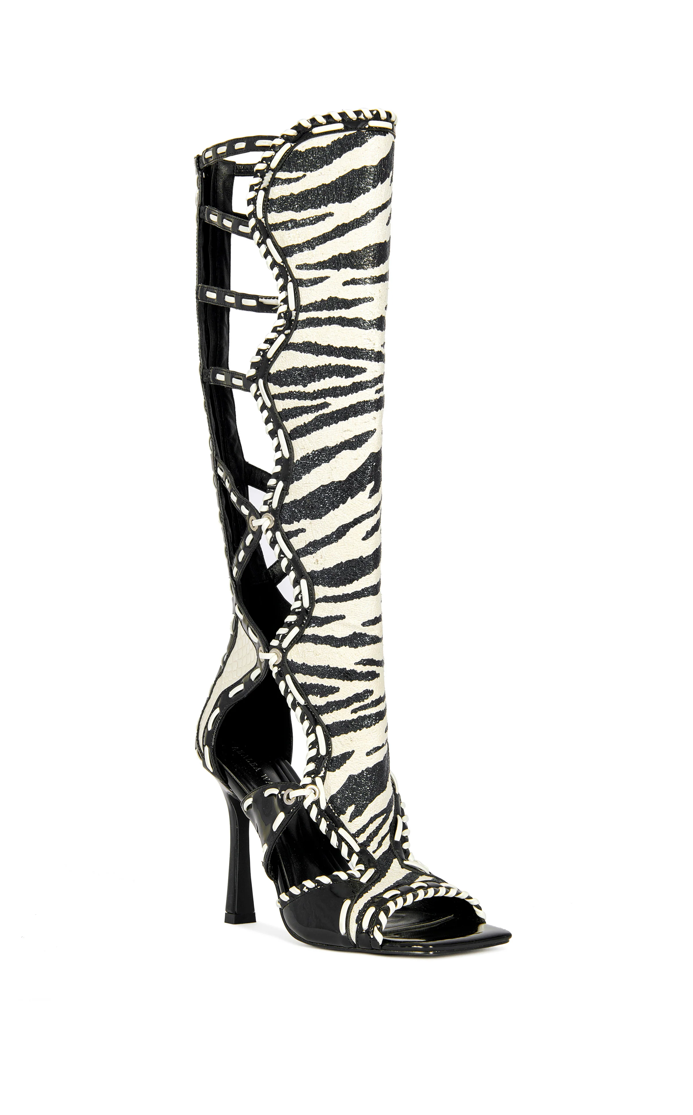 INDRANIHIGH-ZEBRA GLADIATOR STILETTO SANDAL BOOT - Image 2