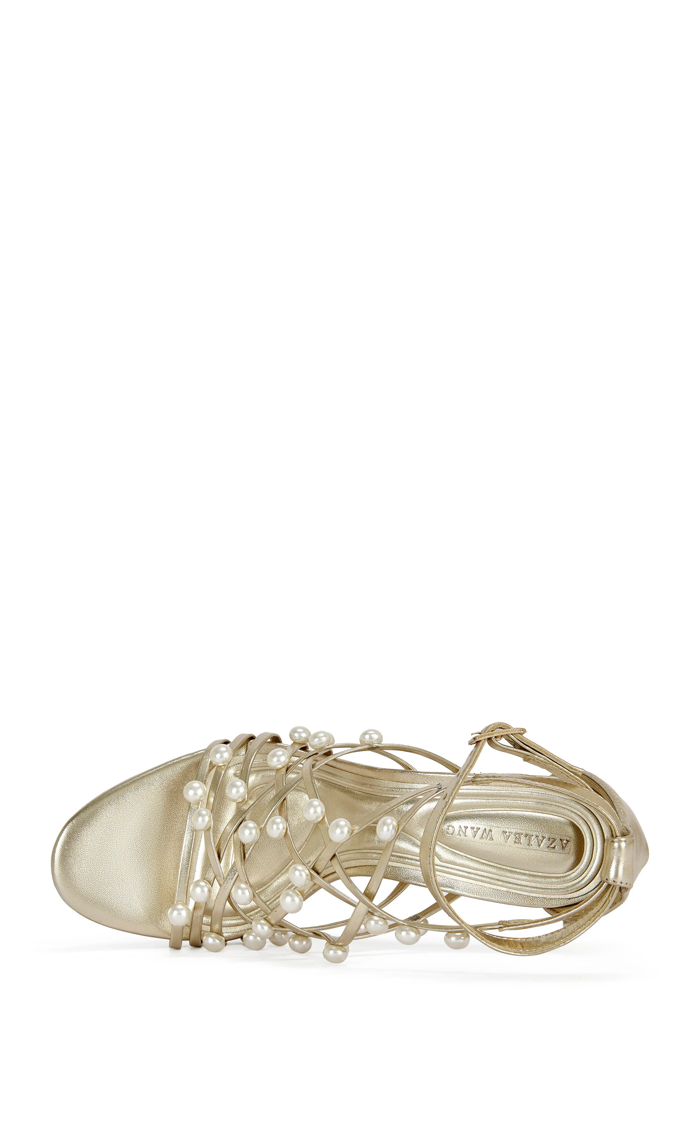JADINE-GOLD STRAPPY PEARL SANDAL HEEL - Image 4