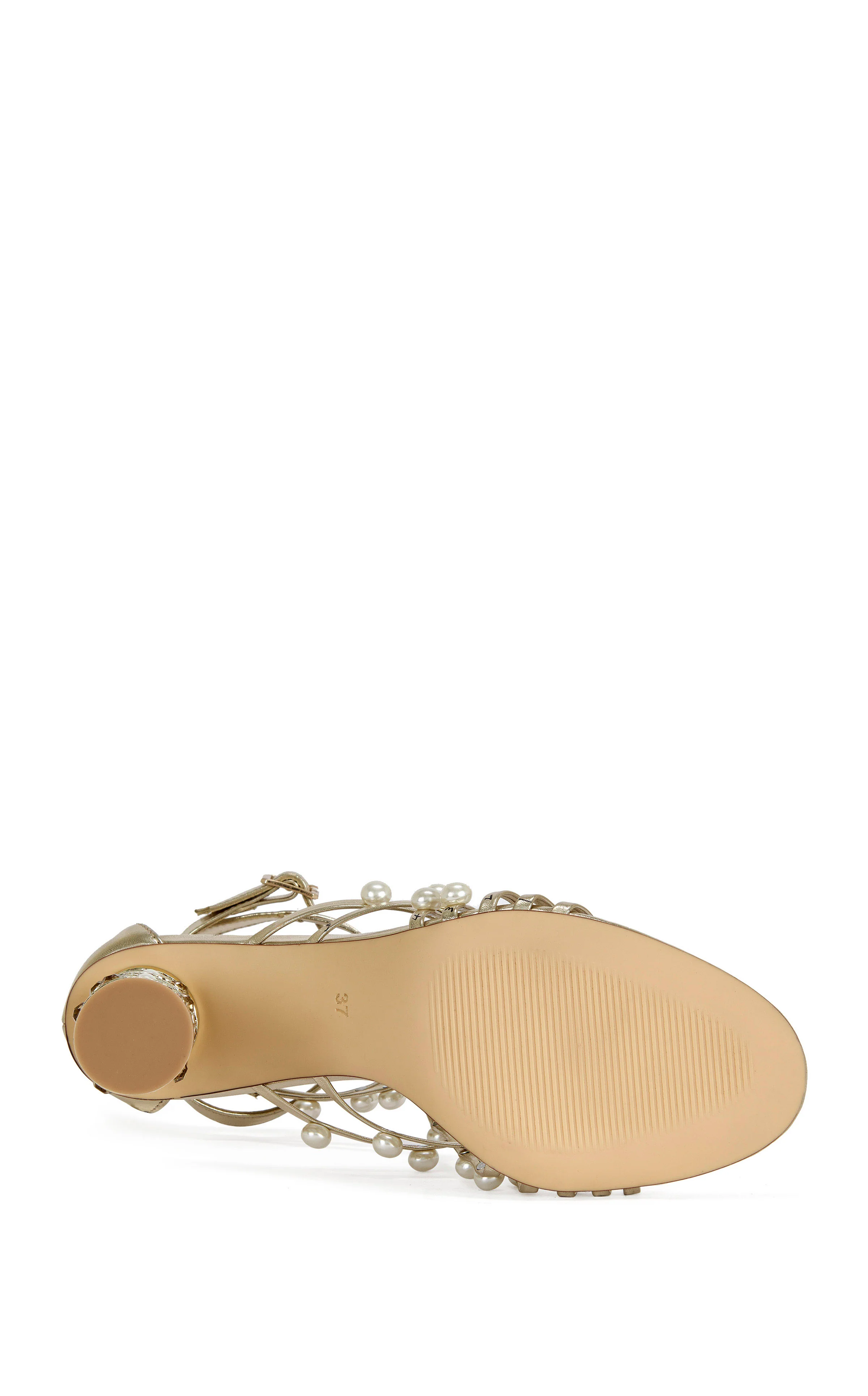 JADINE-GOLD STRAPPY PEARL SANDAL HEEL - Image 5