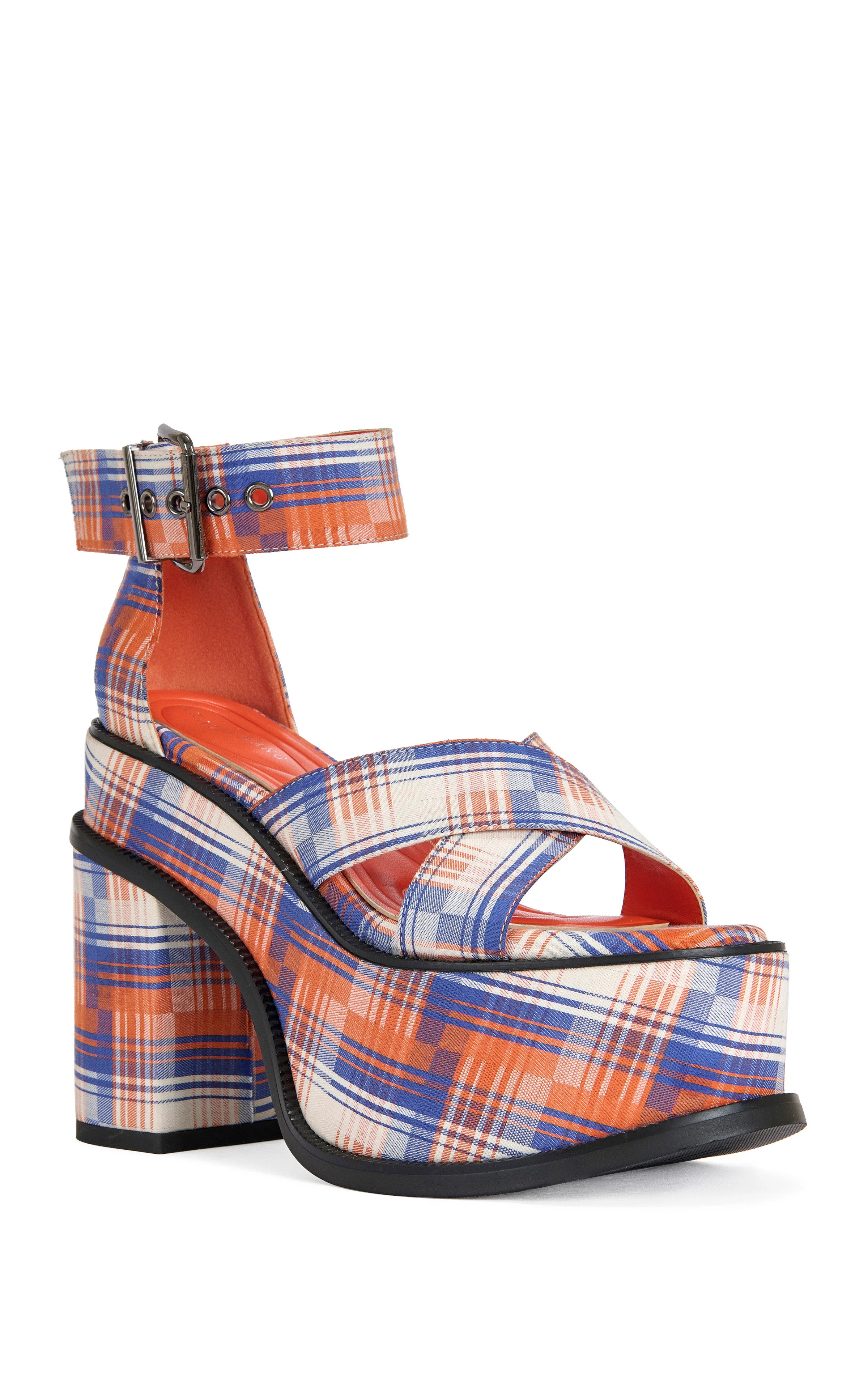 JAETYN-ORANGEPLAID PLATFORM SANDAL - Image 2