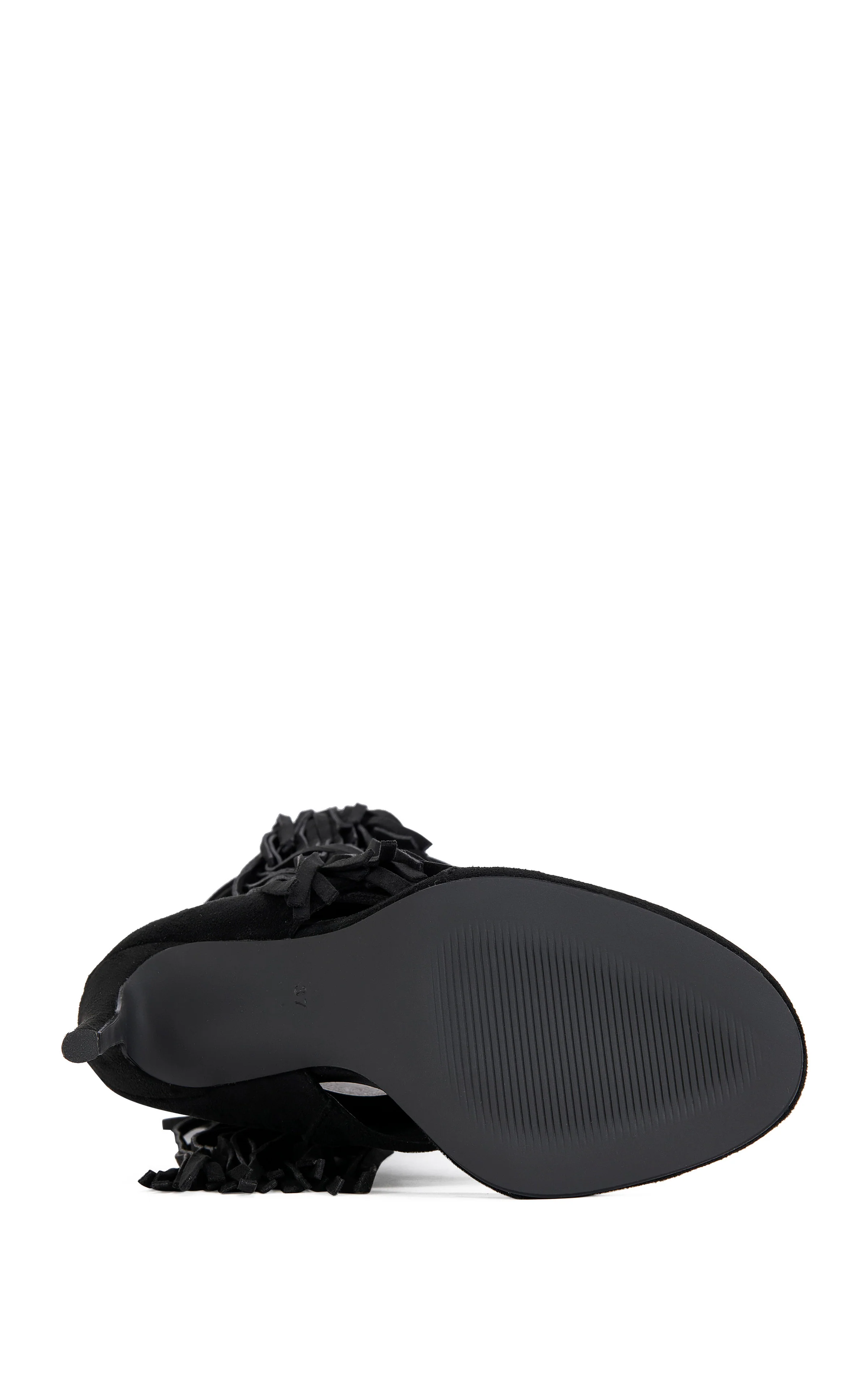JOHANNA-BLACK FRINGE STILETTO SANDAL BOOT - Image 6