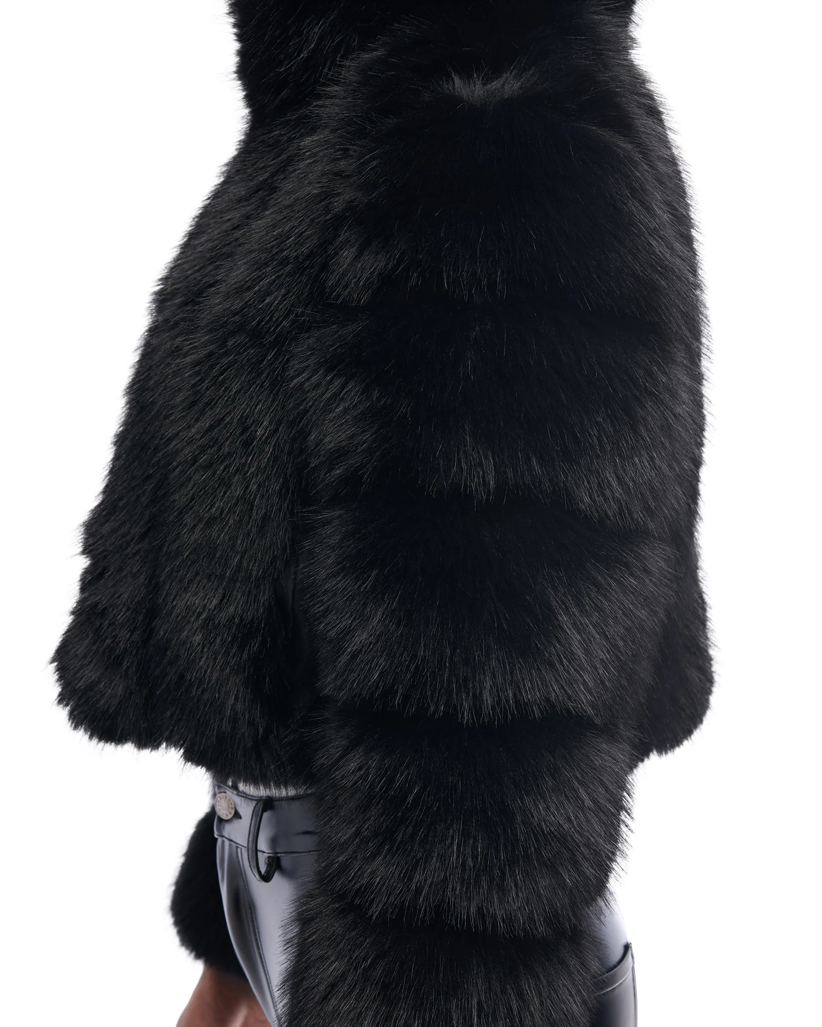 JOLENE-BLK HOODED FAUX FUR JACKET - Image 5