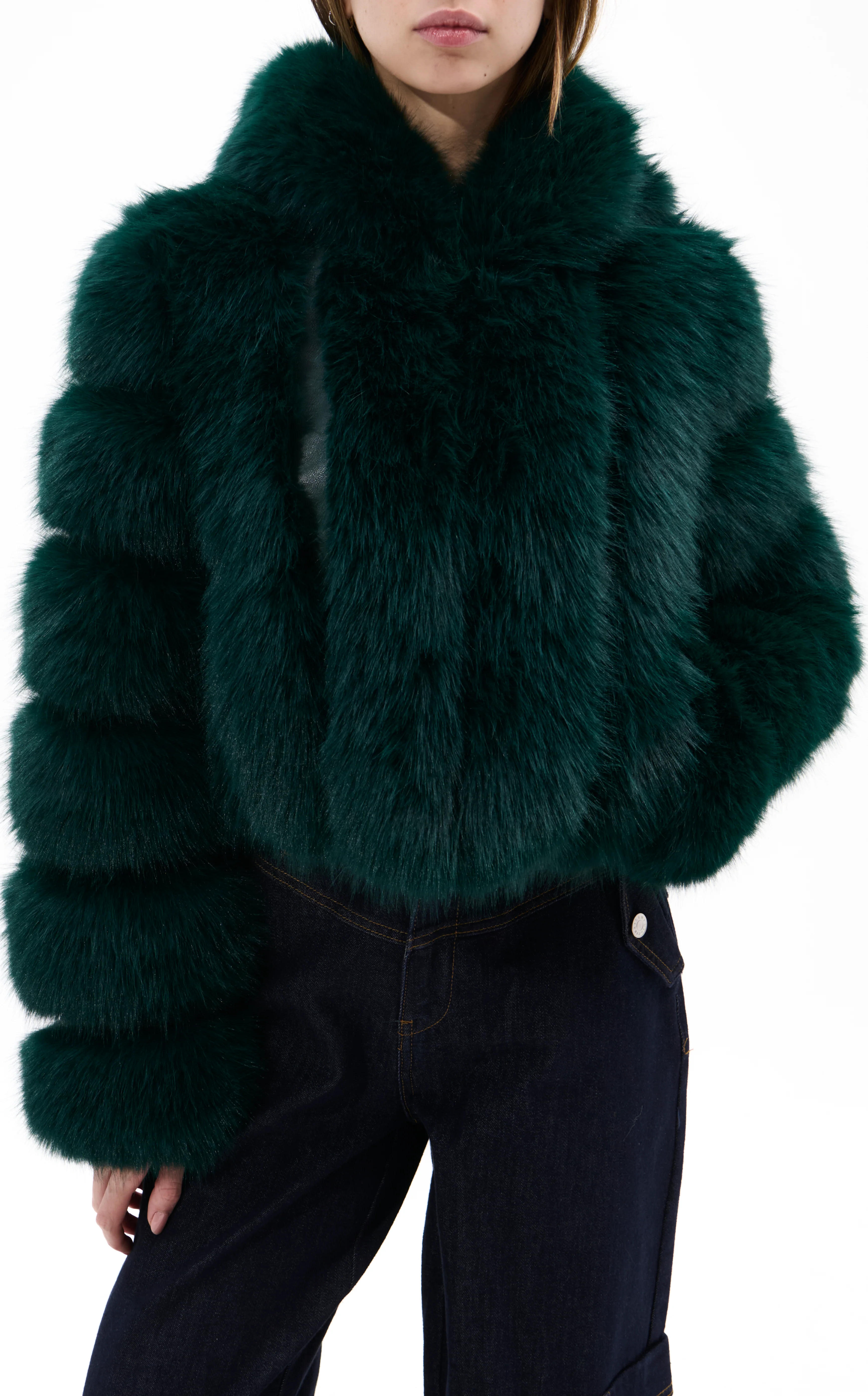 JOLENE-EMERALD HOODED FAUX FUR JACKET - Image 2