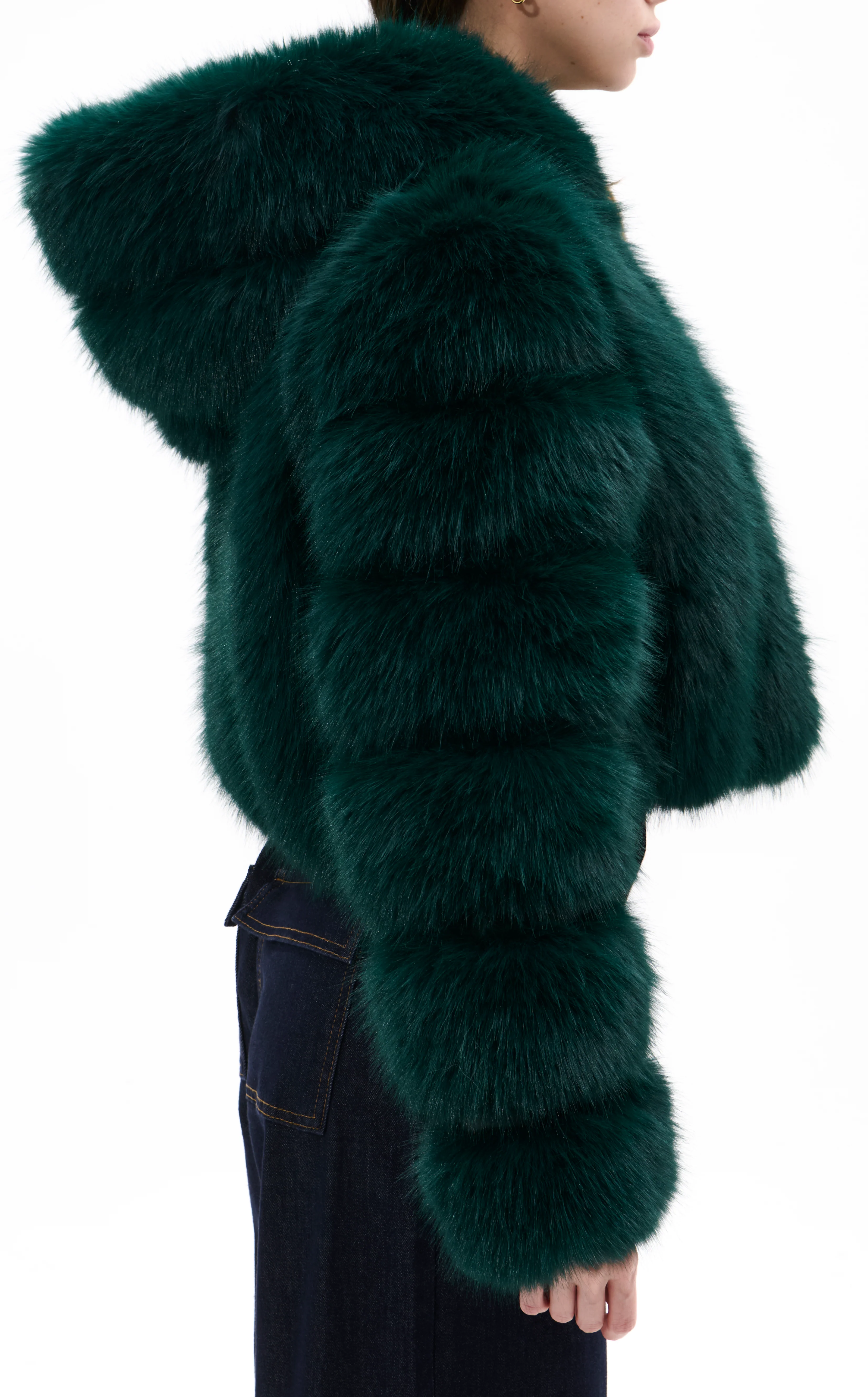 JOLENE-EMERALD HOODED FAUX FUR JACKET - Image 3