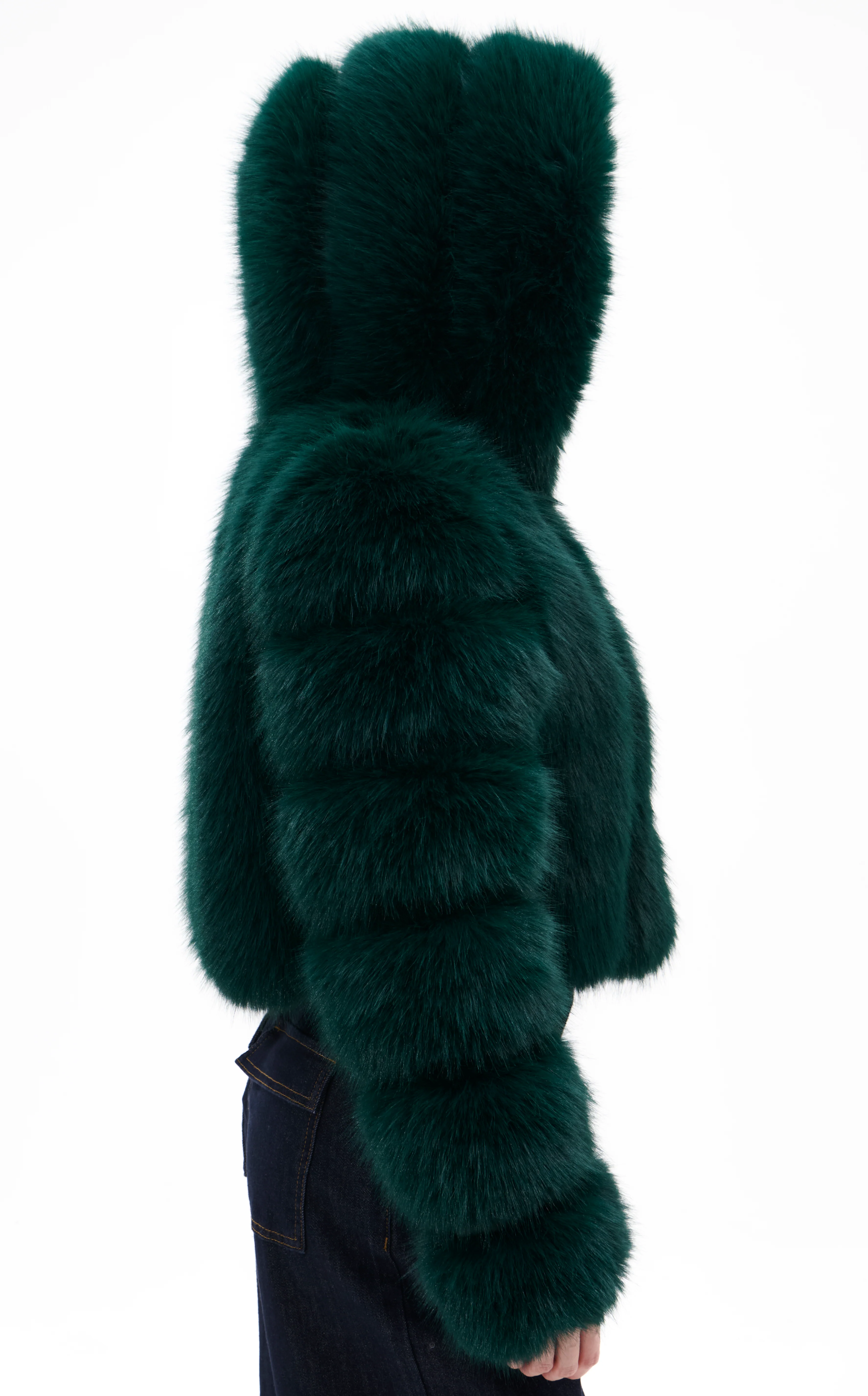 JOLENE-EMERALD HOODED FAUX FUR JACKET - Image 4