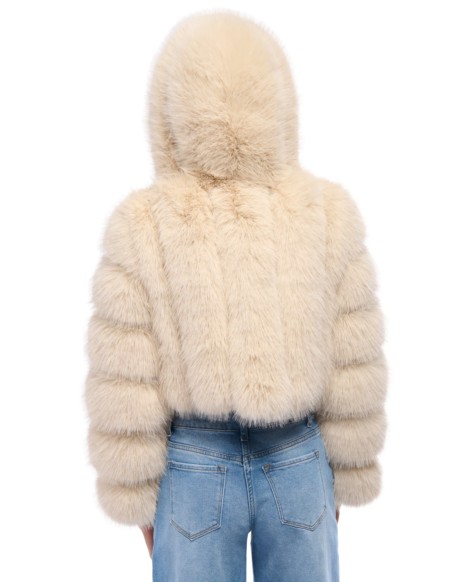 JOLENE-TAN HOODED FAUX FUR JACKET - Image 3