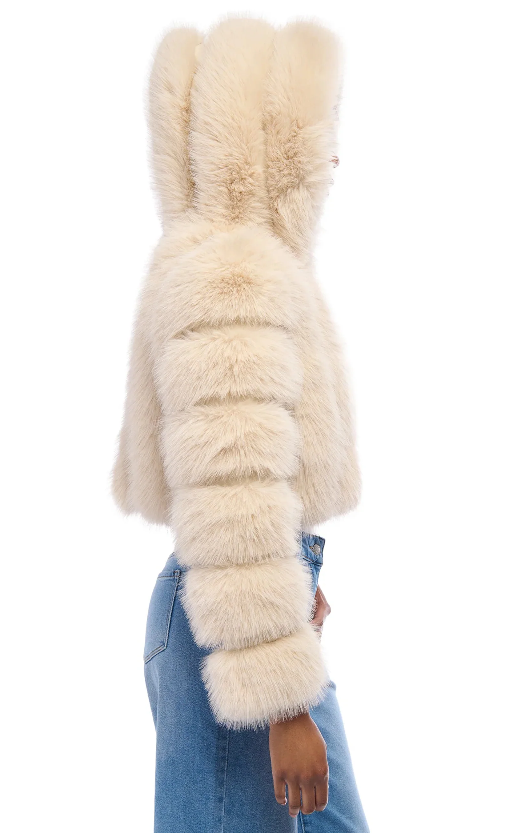 JOLENE-TAN HOODED FAUX FUR JACKET - Image 4