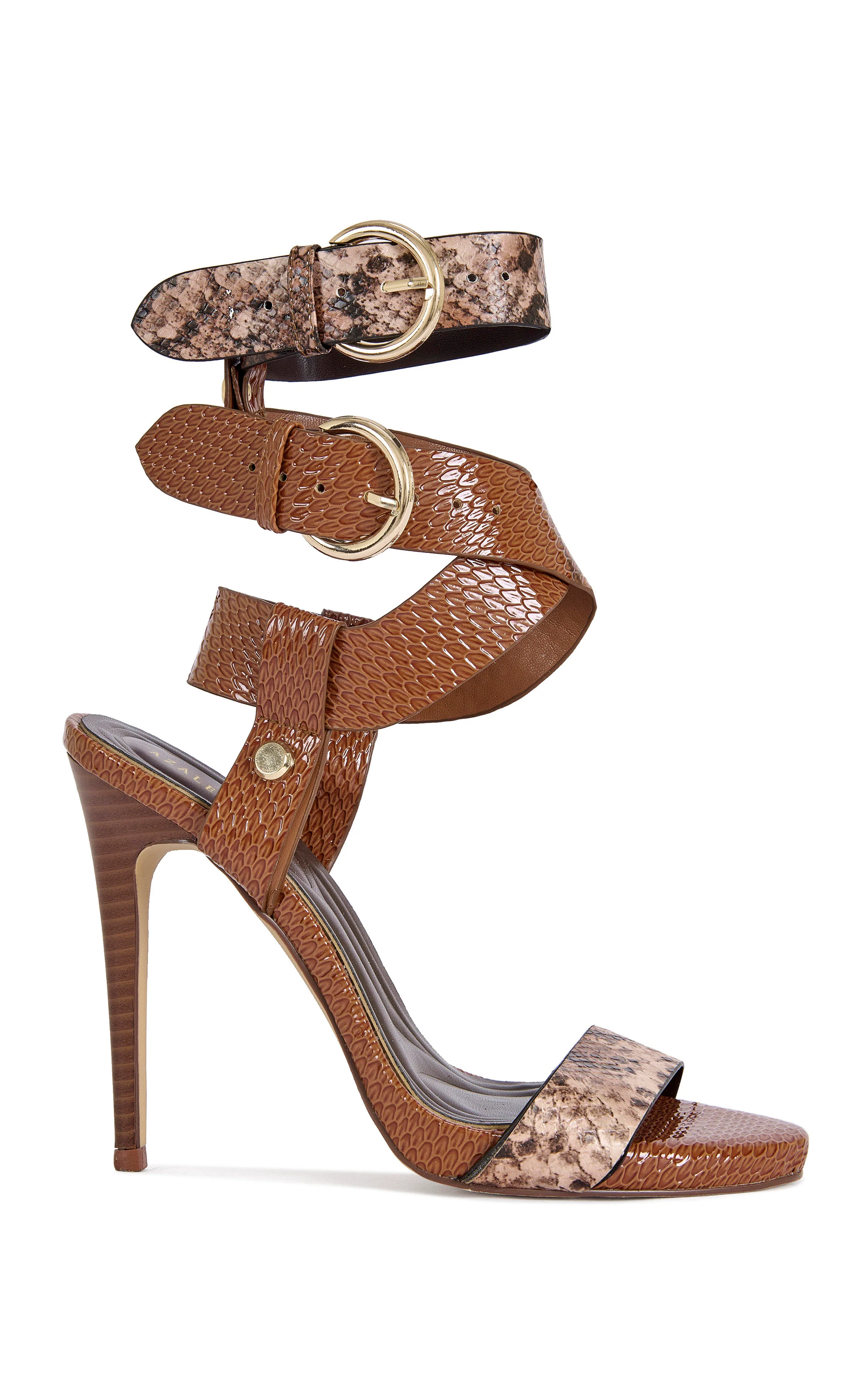 KANDINSKY-COGNAC SNAKE STILETTO SANDAL