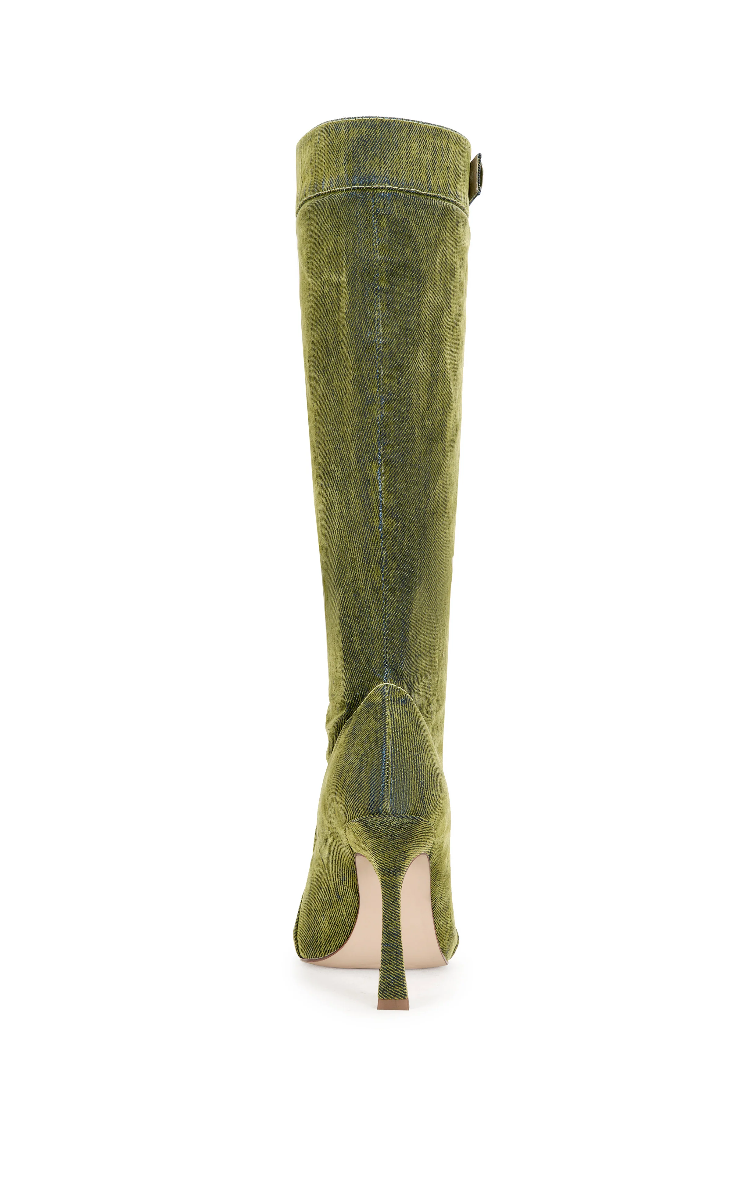 KAZUKI-OLIVE VELVET DENIM STILETTO BOOT - Image 3