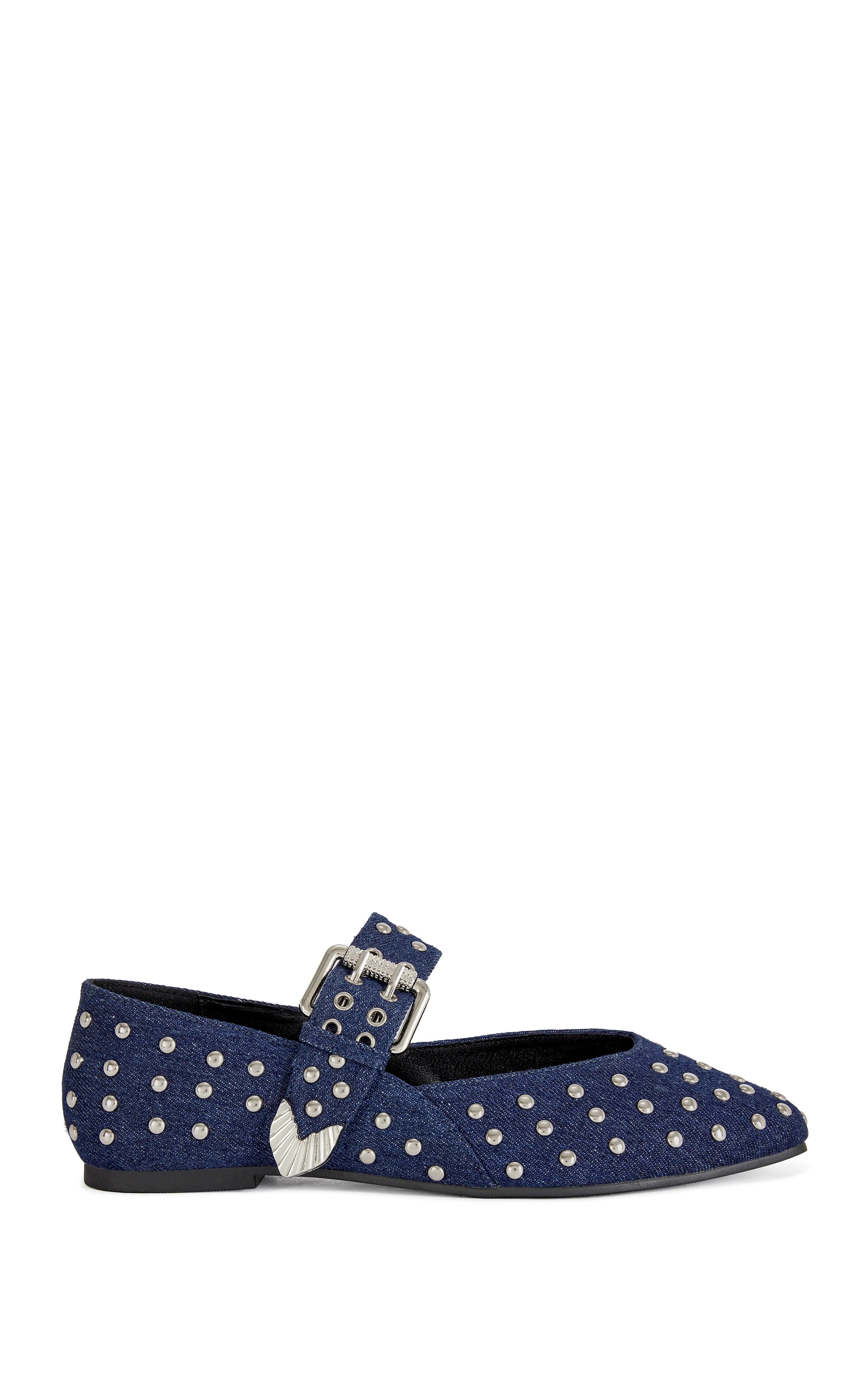 KENNITH-DKDENIM STUDDED BALLET FLAT