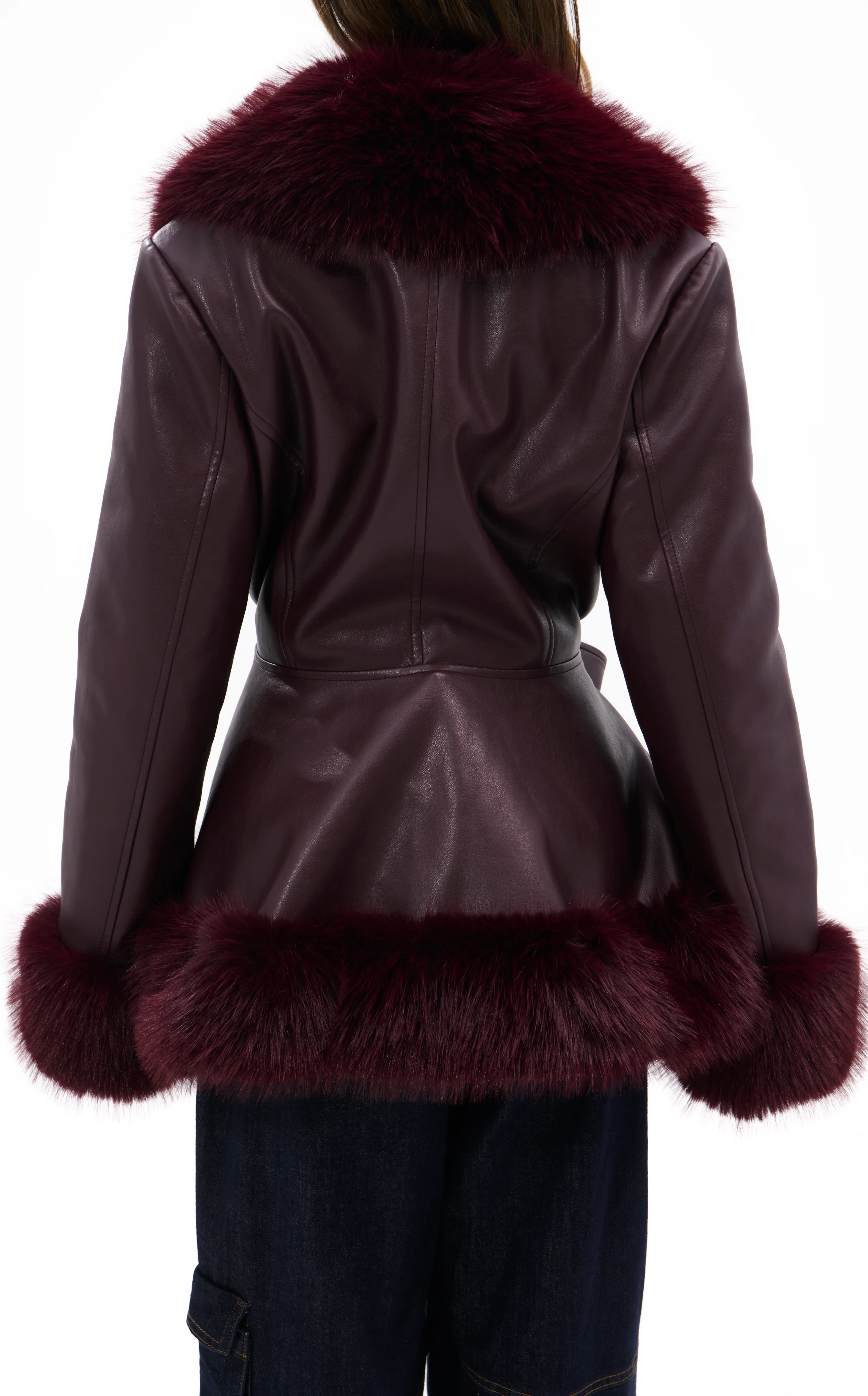 KENZY-BURGUNDY FAUX FUR JACKET - Image 4