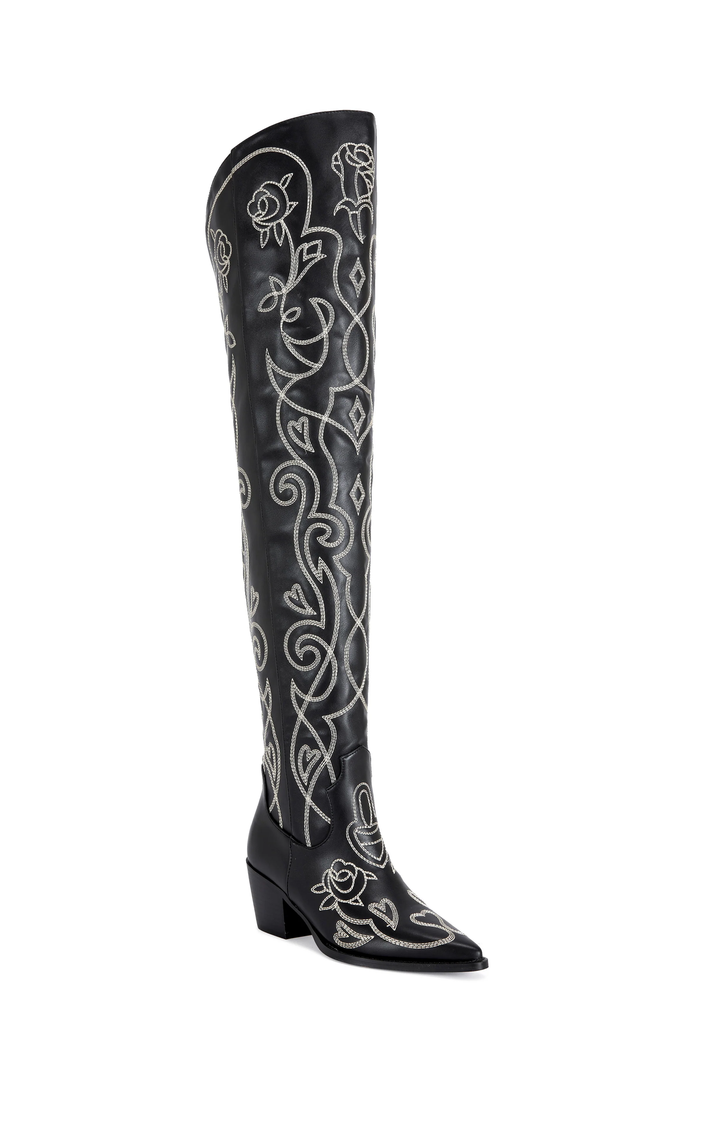 KESS-BLACK OVER THE KNEE WESTERN BOOT - Image 3