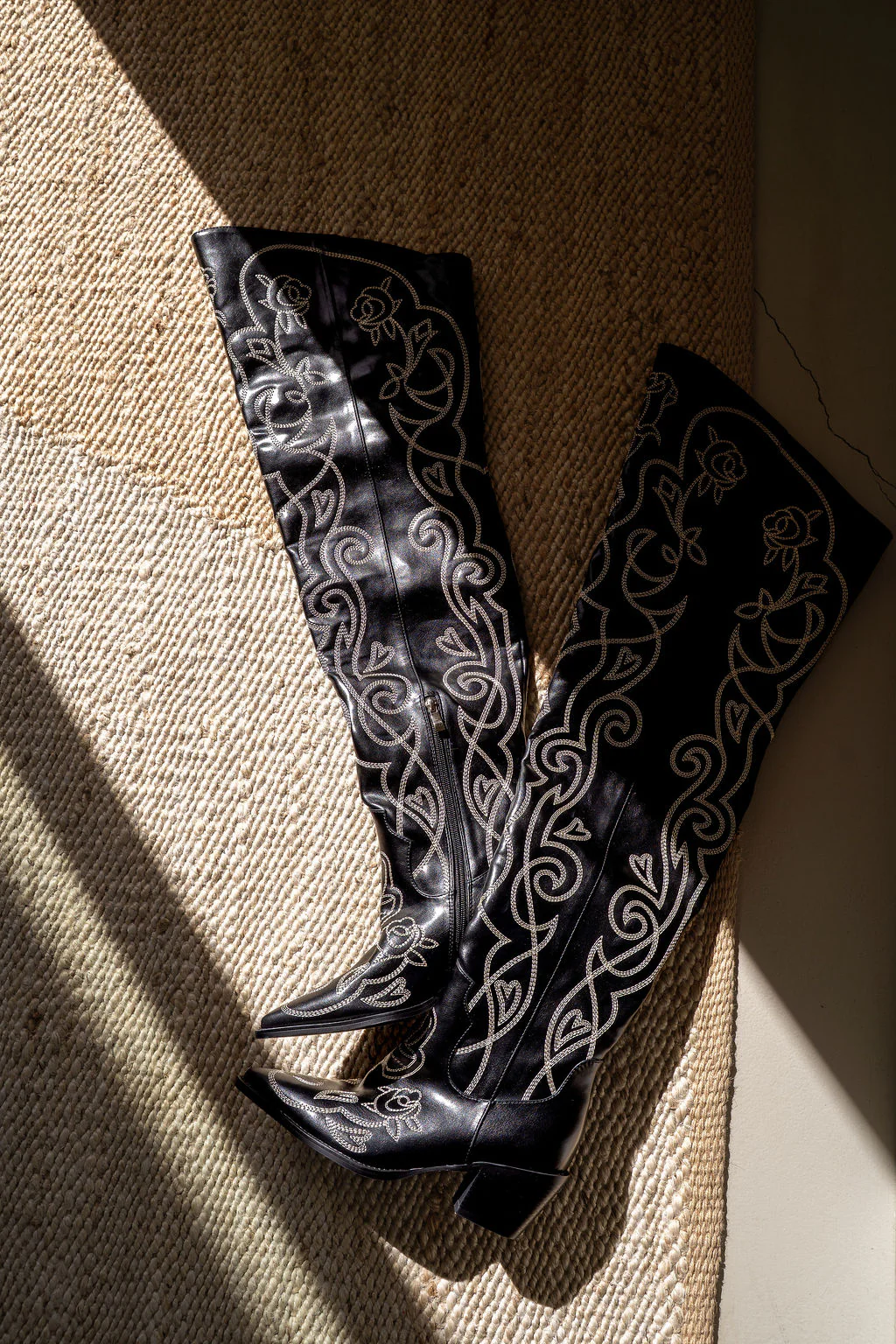 KESS-BLACK OVER THE KNEE WESTERN BOOT - Image 8