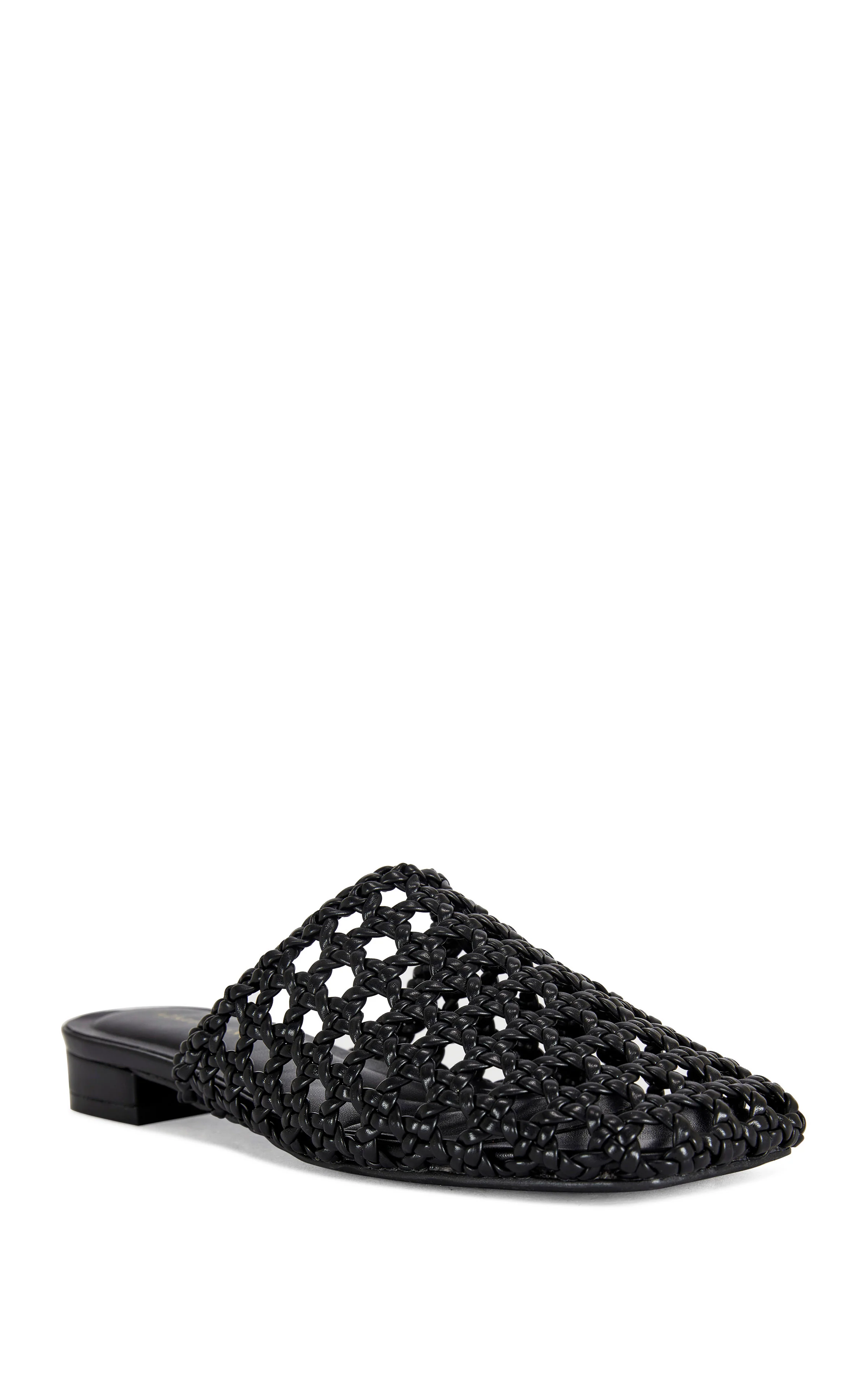 KISMET-BLACK WOVEN FLAT MULE - Image 2