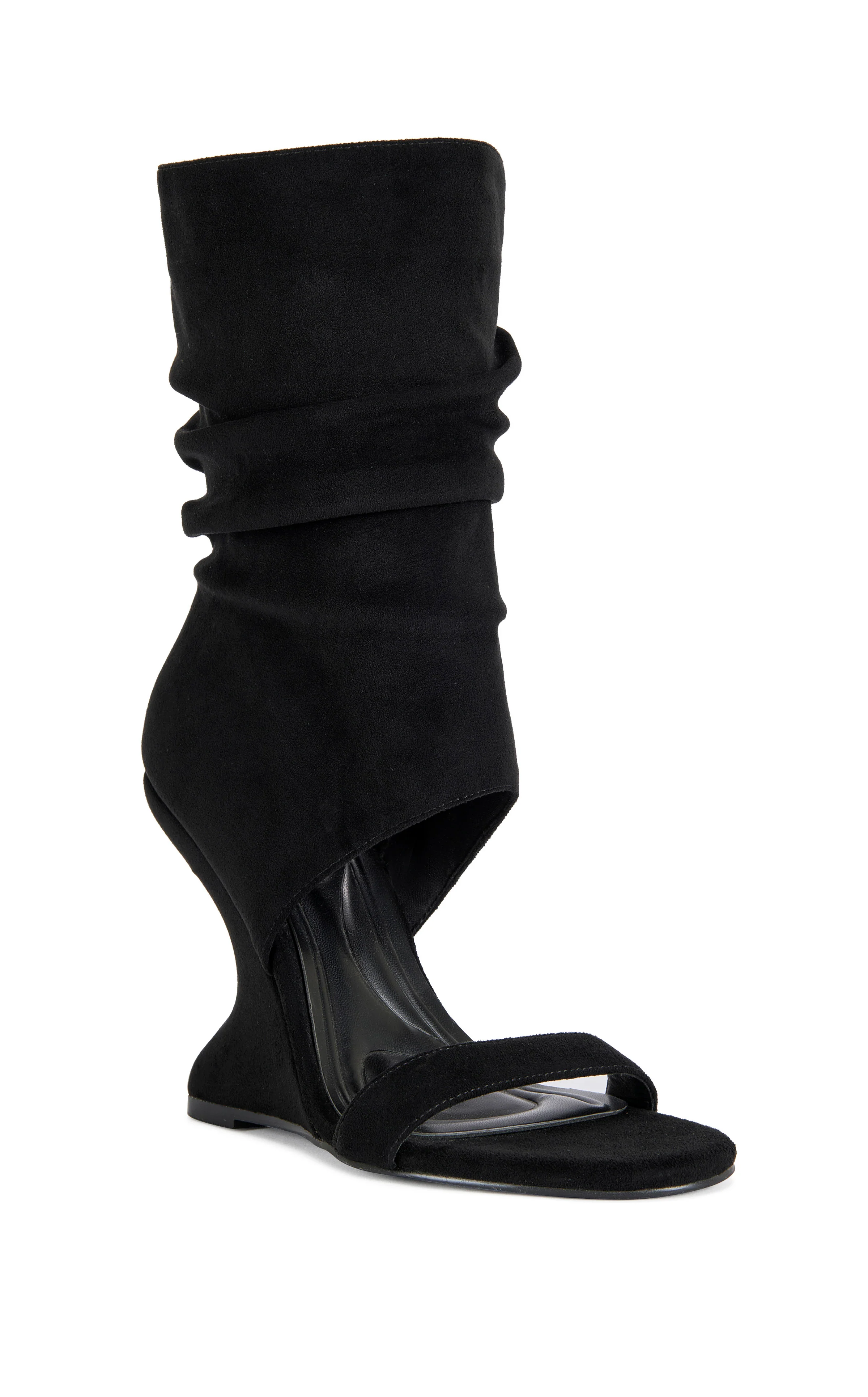 KYVELISA-BLACK SLOUCH WEDGE SANDAL BOOTIE - Image 3