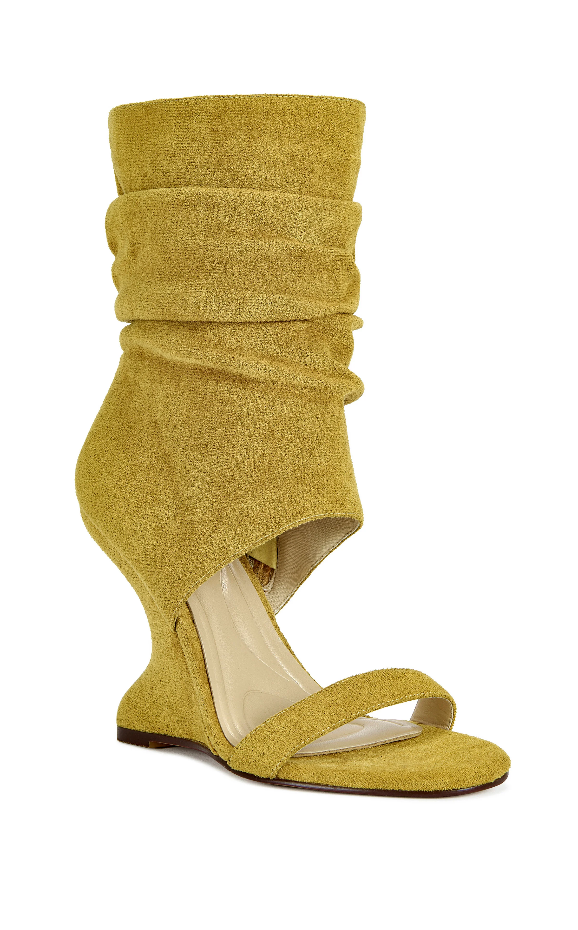 KYVELISA-MUSTARD SLOUCH WEDGE SANDAL BOOTIE - Image 3