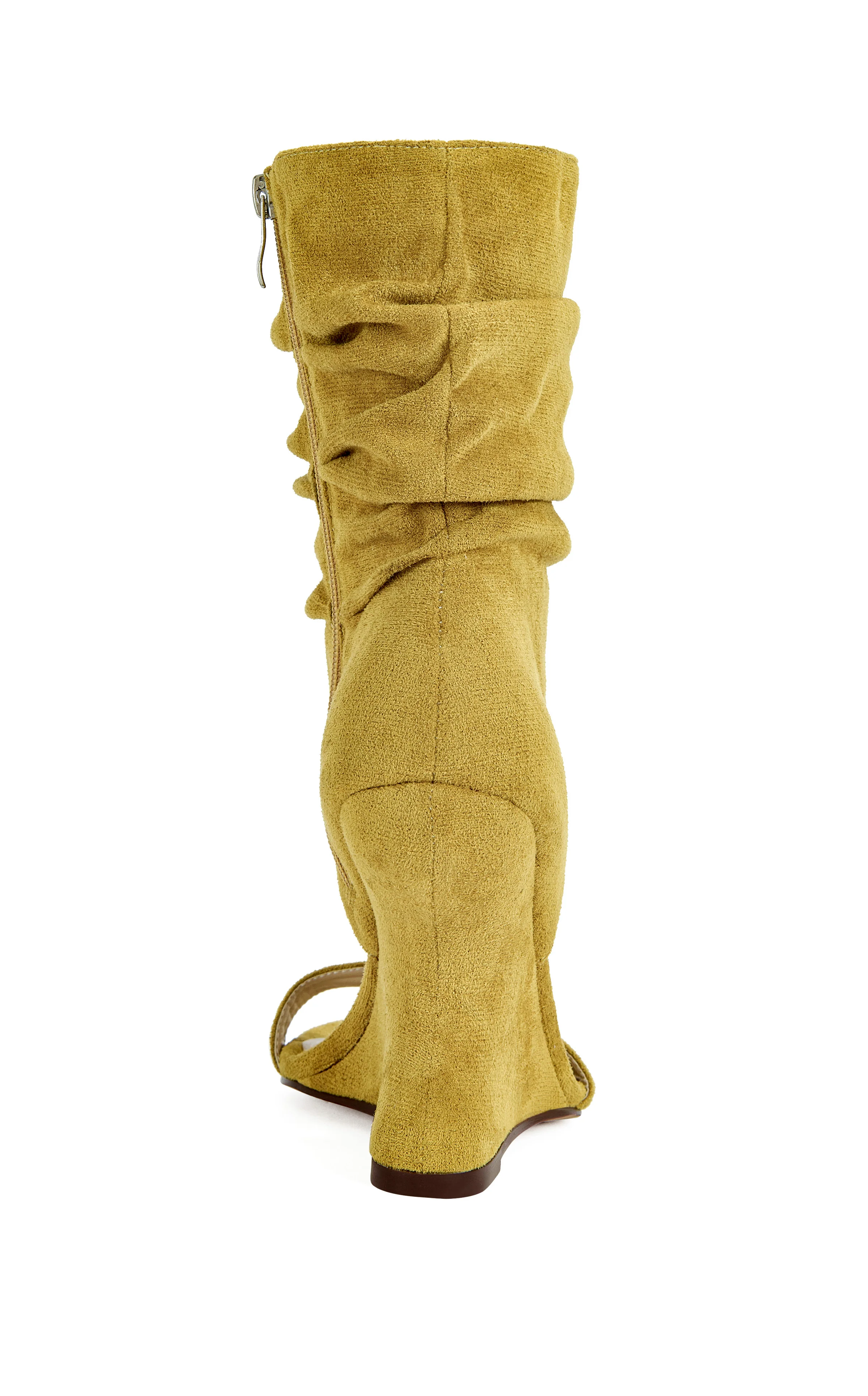KYVELISA-MUSTARD SLOUCH WEDGE SANDAL BOOTIE - Image 4