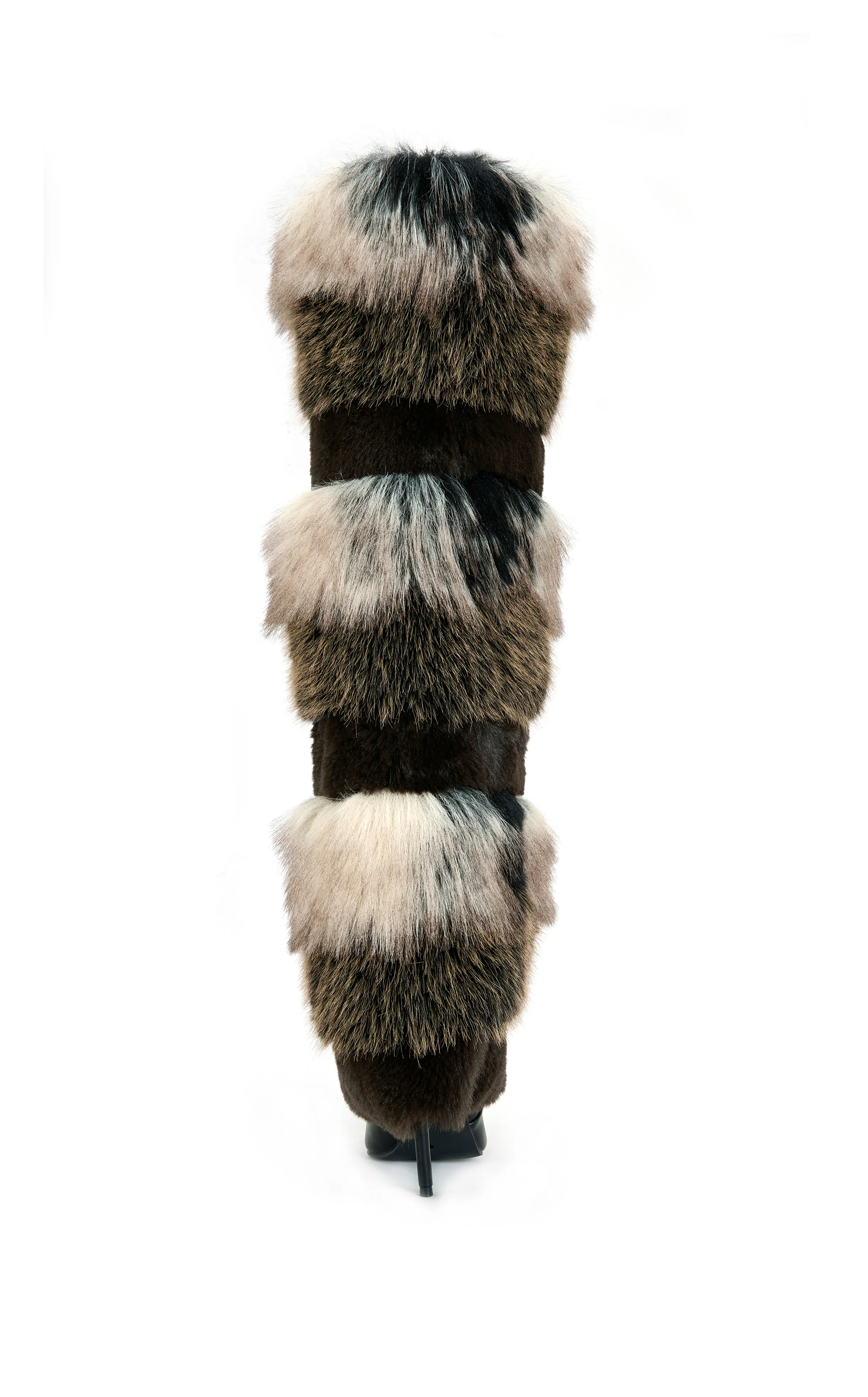 LANGLAU-BROWN MULTI FAUX FUR STILETTO BOOT - Image 4