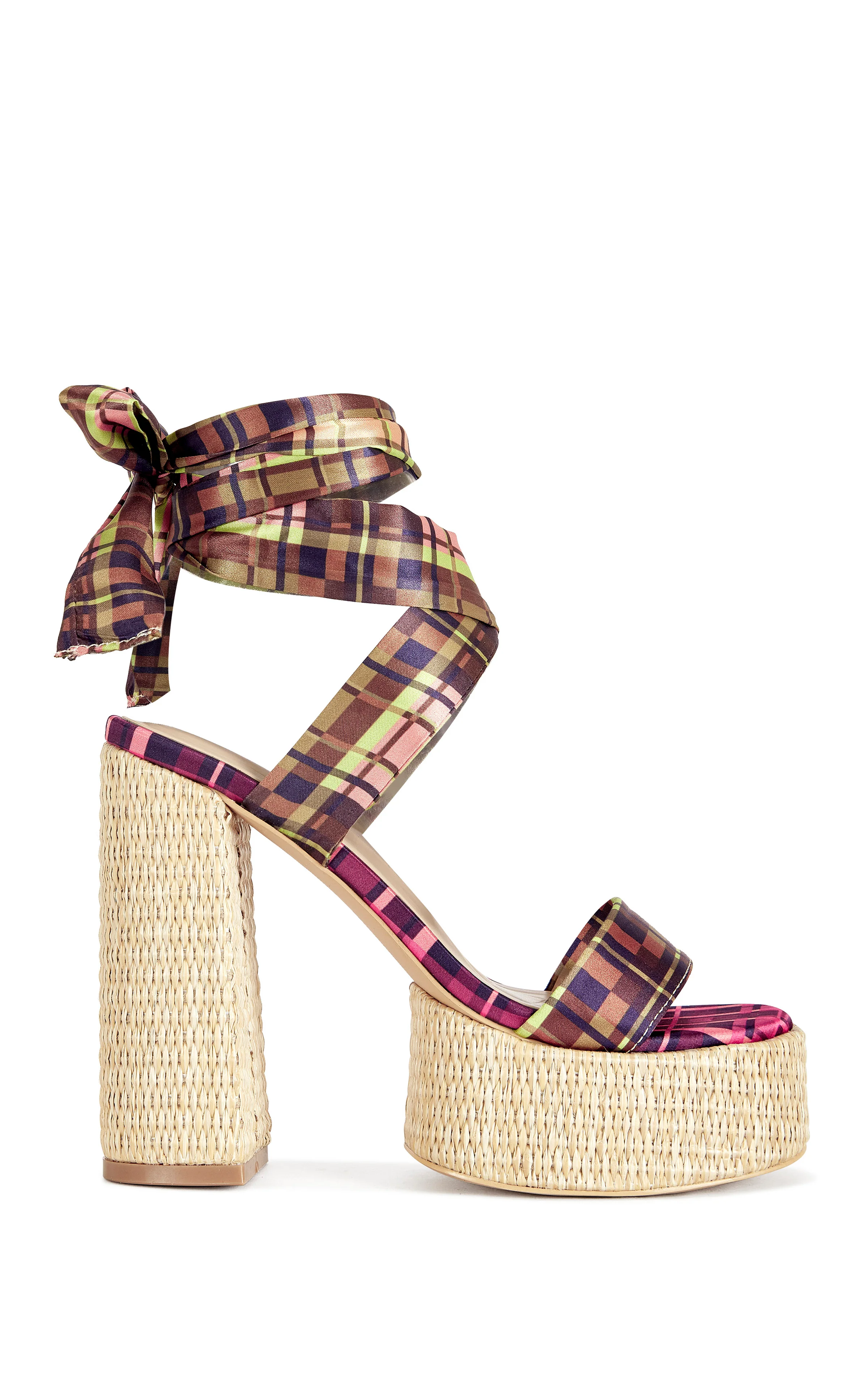 LAZULI-PLAID WRAP-AROUND PLATFORM SANDAL - Image 2