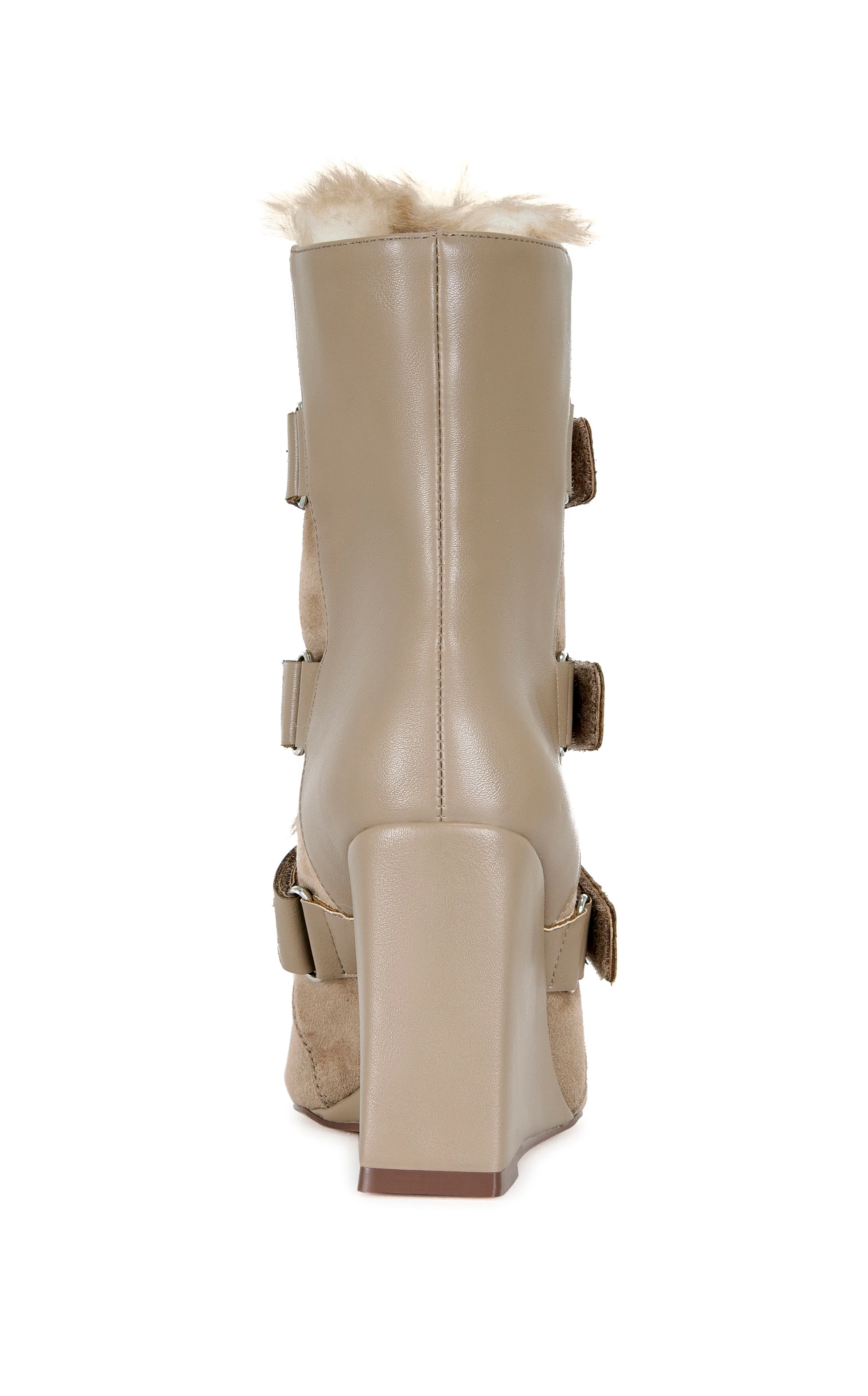 MARANETTE-TAN FAUX FUR WEDGE BOOTIE - Image 3