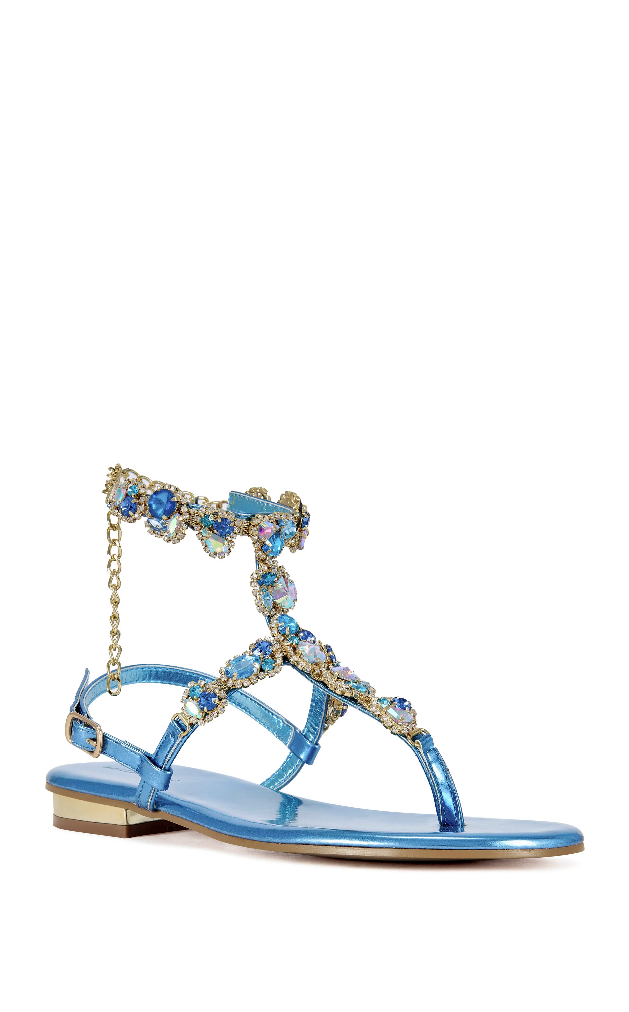 MARINELLA-BLUE FLAT SANDAL - Image 2