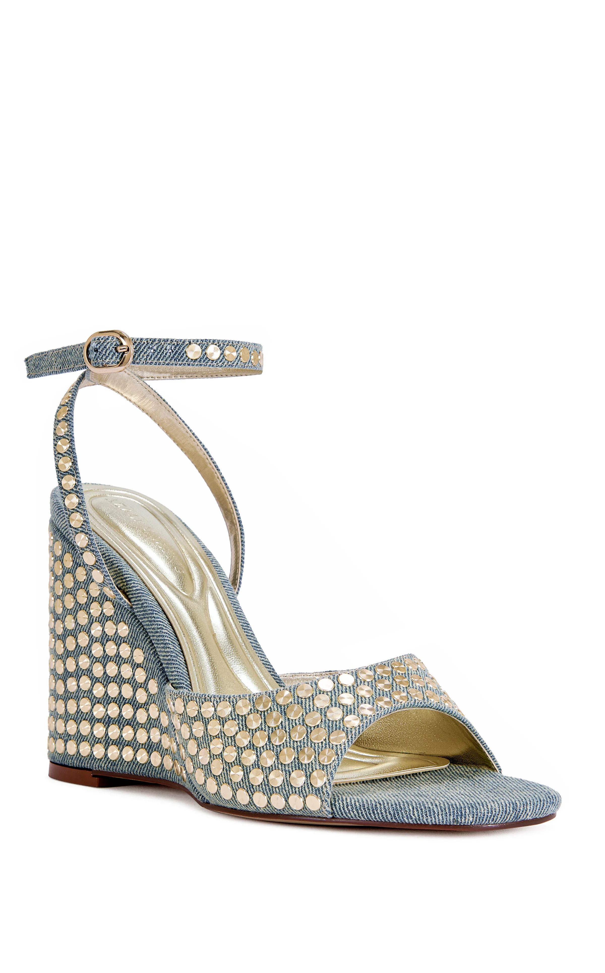 MATTEUS-DENIM STUDDED WEDGE SANDAL - Image 3