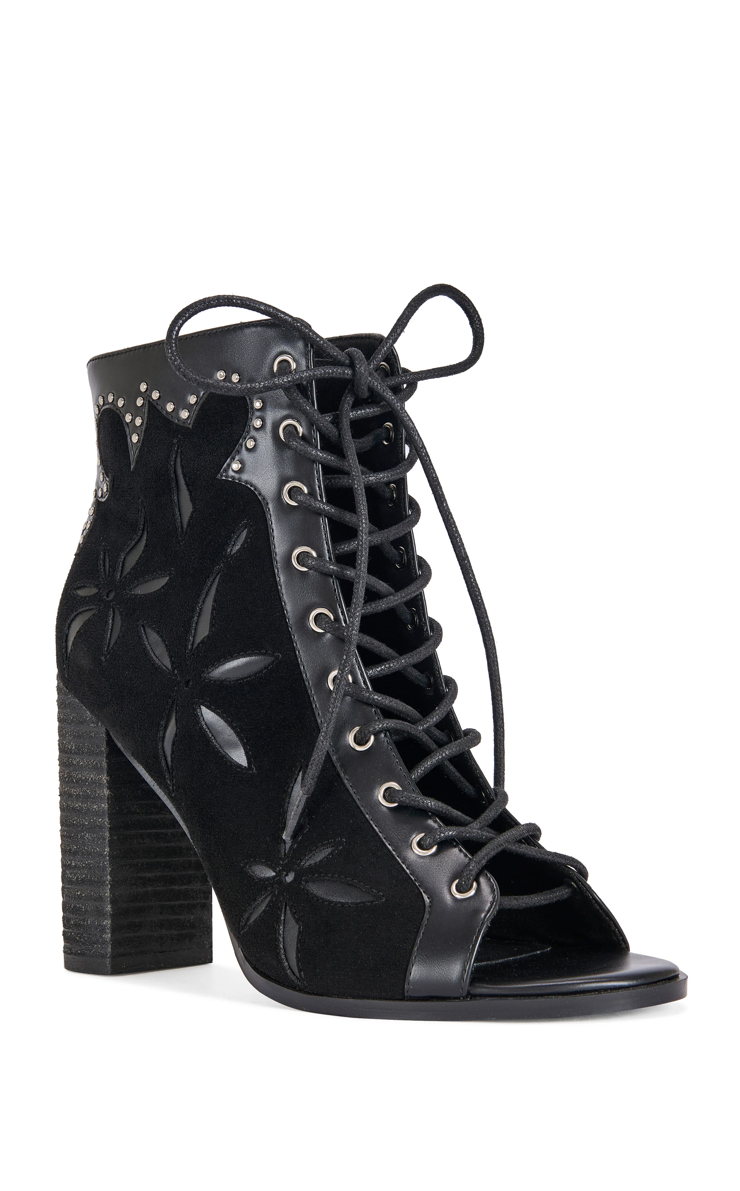 MIRONA-BLACK WESTERN PEEP-TOE BOOTIE - Image 2