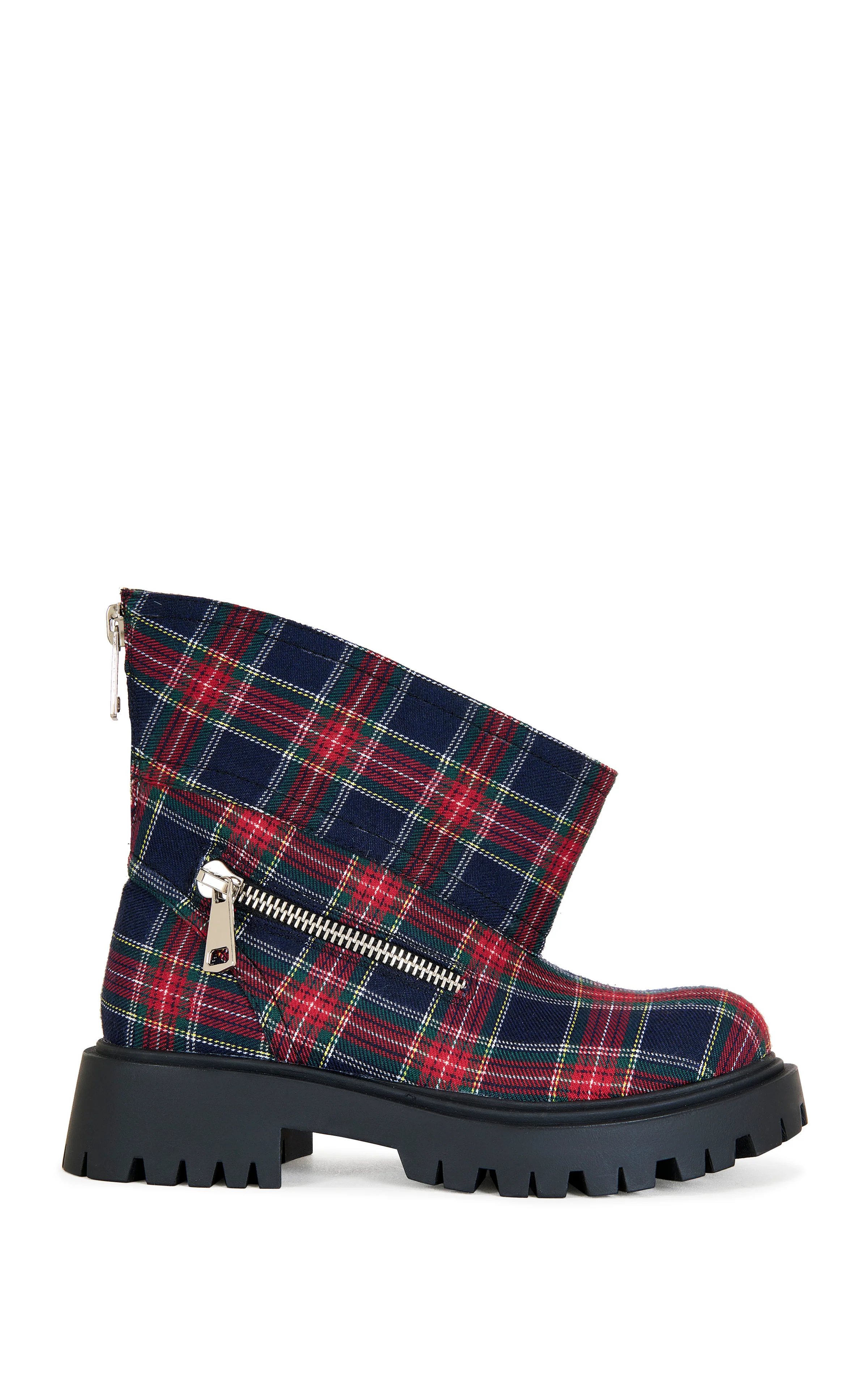 MOHSEN-REDMULTI PLAID CHUNKY COMBAT BOOTIE - Image 2