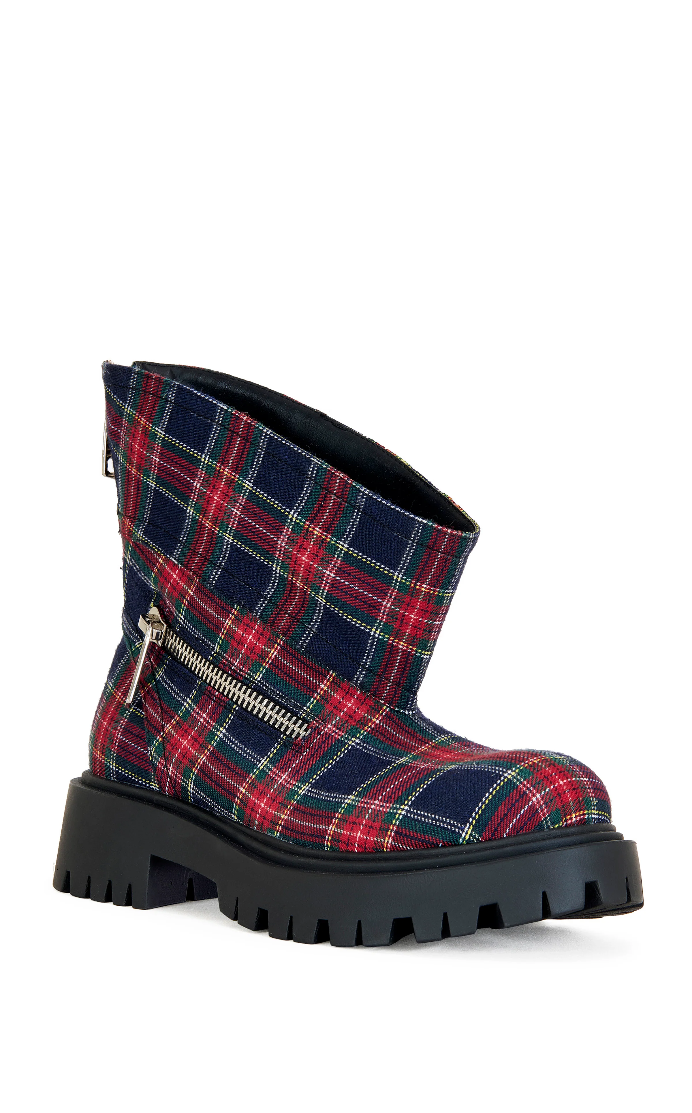 MOHSEN-REDMULTI PLAID CHUNKY COMBAT BOOTIE - Image 3