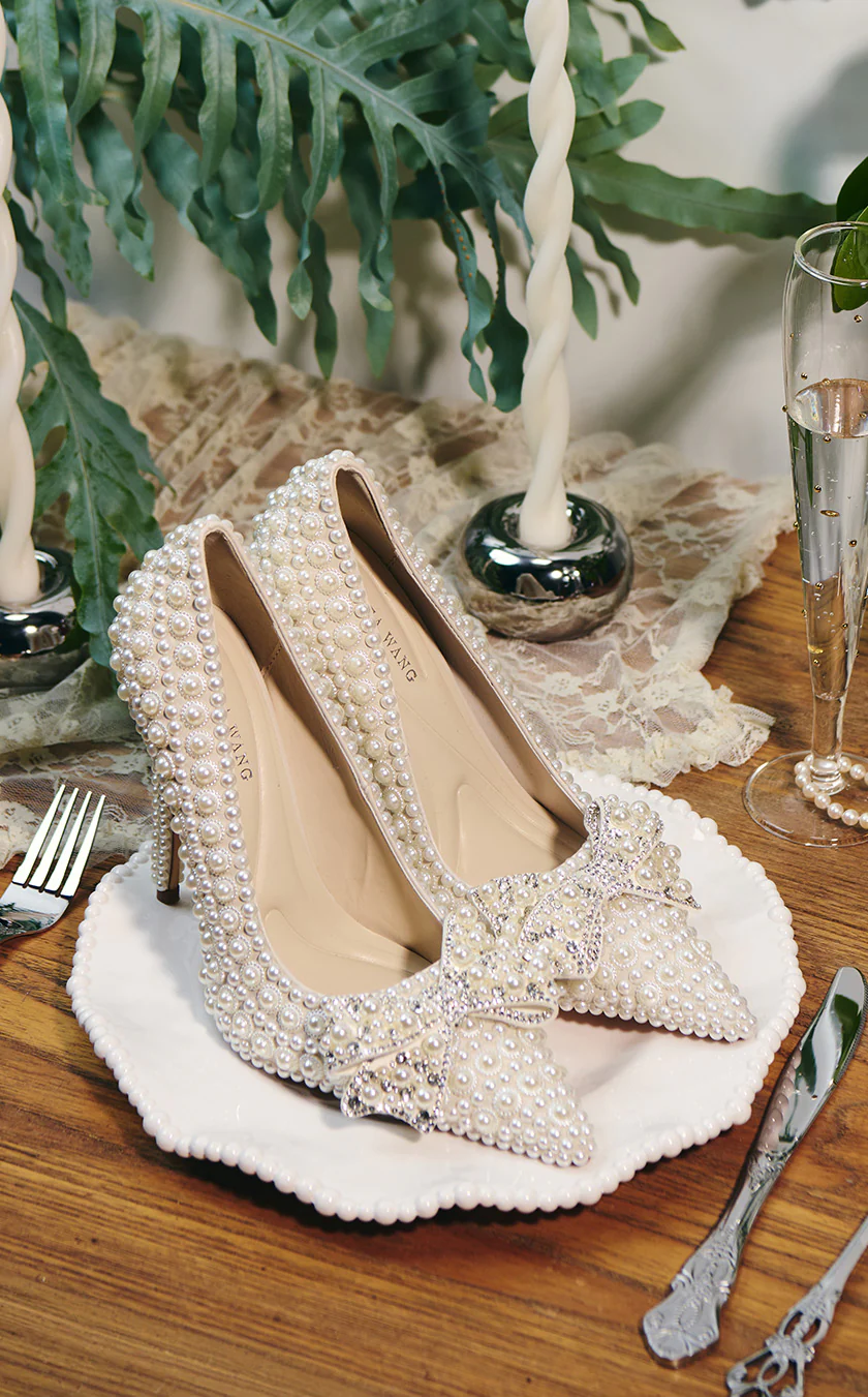 NAAMAH-WHITE PEARL STILETTO PUMP - Image 2