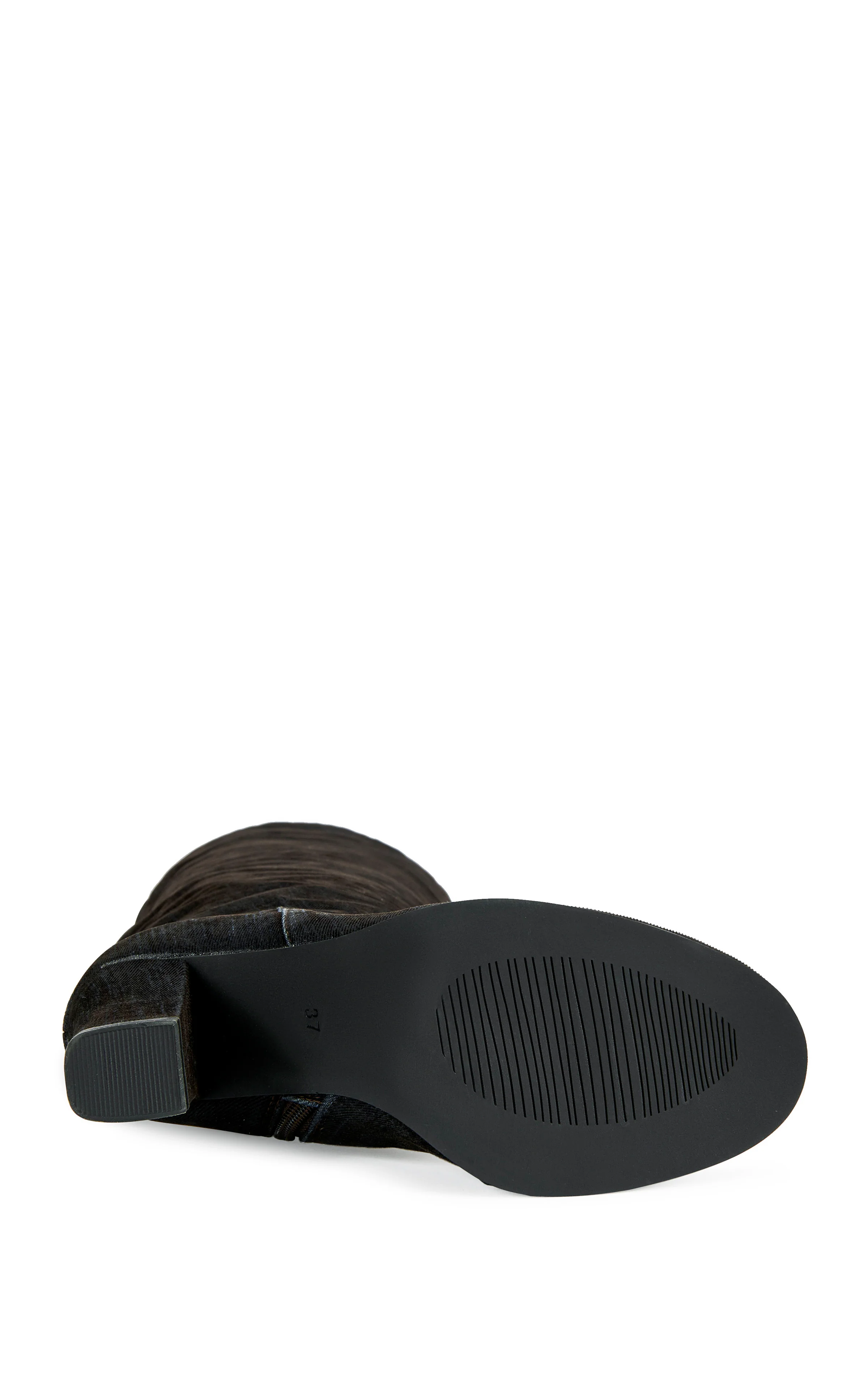 NANETTE-BLACK VELVET DENIM CHUNKY HEELED BOOT - Image 5