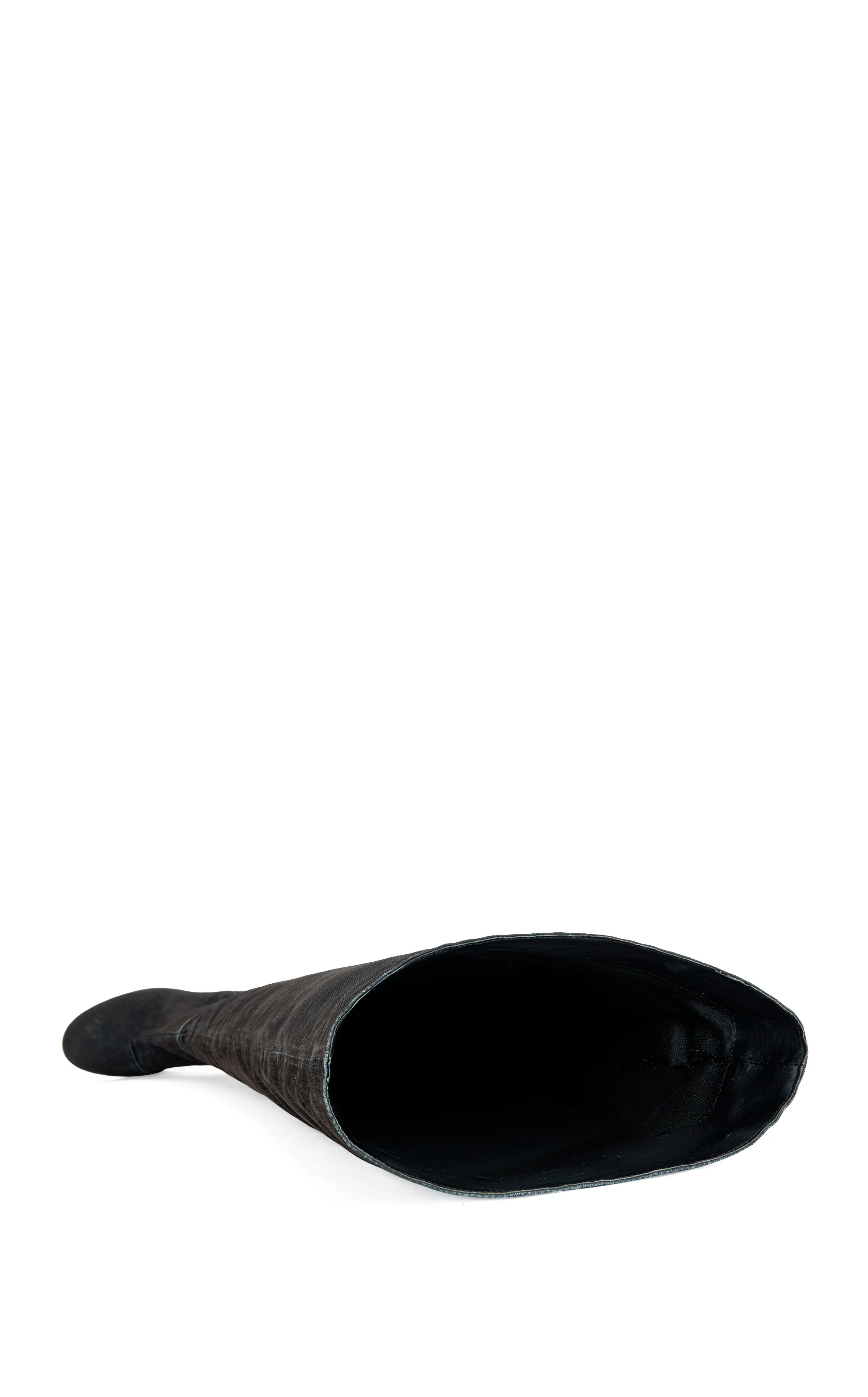 NANETTE-BLACK VELVET DENIM CHUNKY HEELED BOOT - Image 6