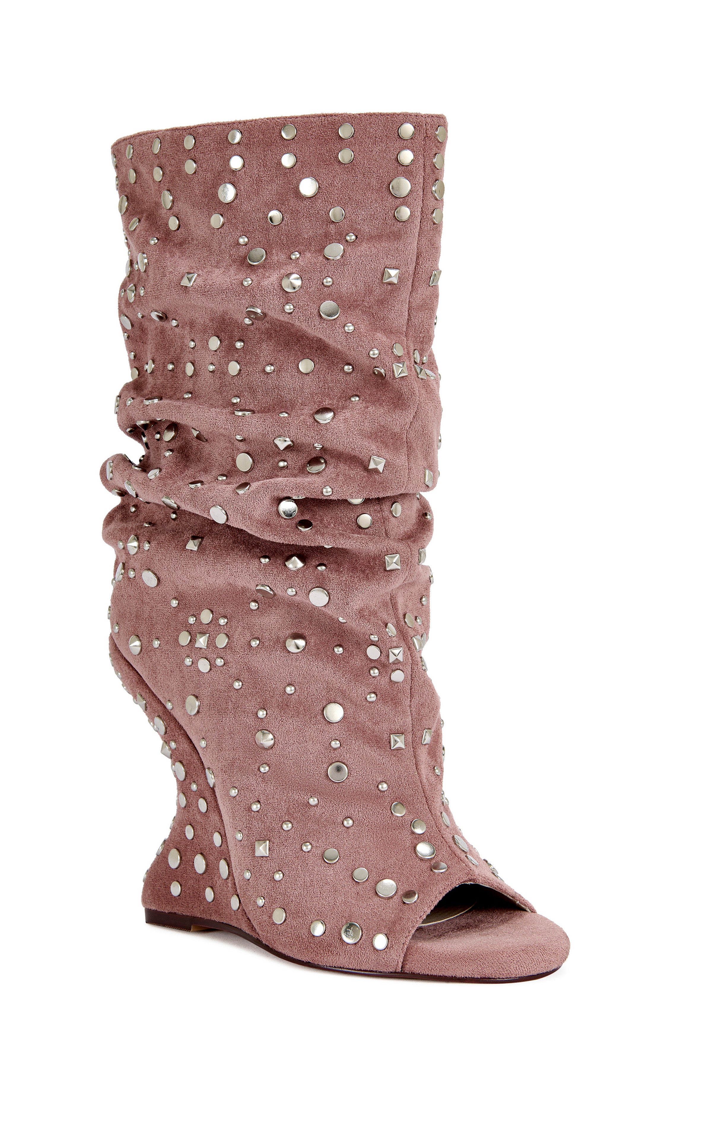 NAOMANI-PINK CURVED WEDGE STUDDED BOOTIE - Image 3