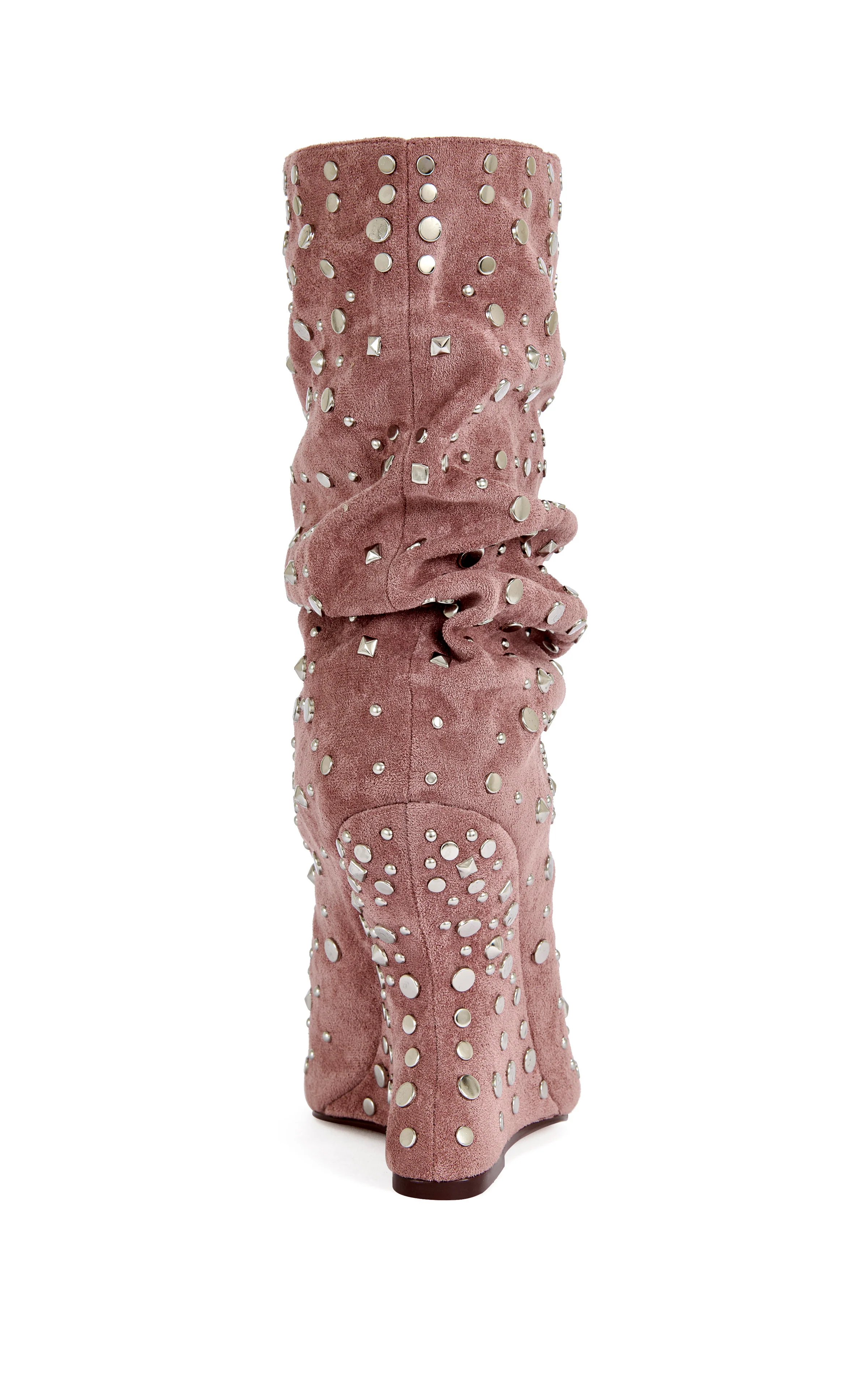 NAOMANI-PINK CURVED WEDGE STUDDED BOOTIE - Image 4