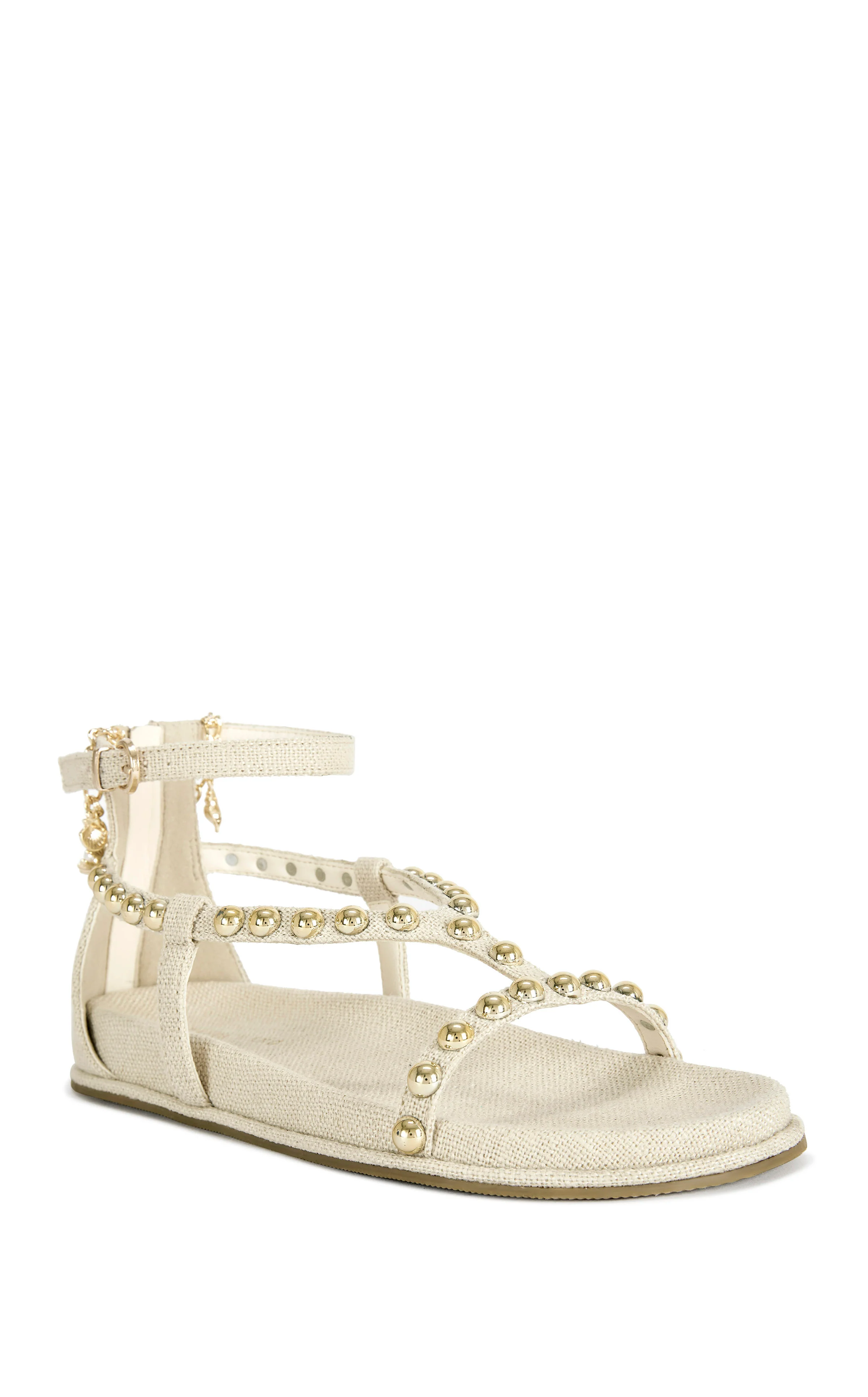 NAUTYCA-NATURAL STUDDED FLAT SANDAL - Image 2