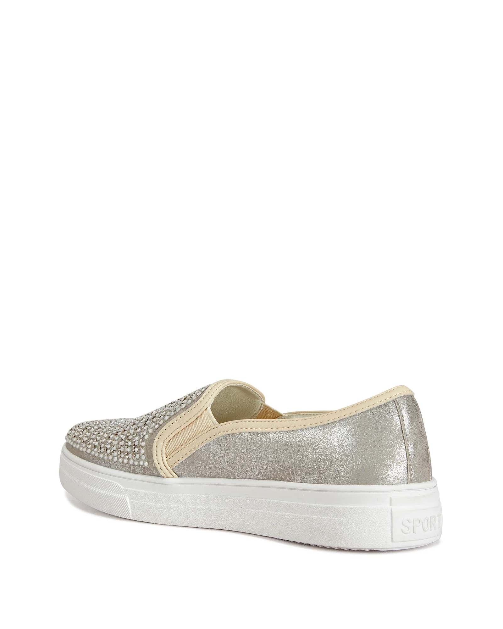 NEILI-WHITE PEARL CRYSTAL SLIP ON SNEAKER - Image 3